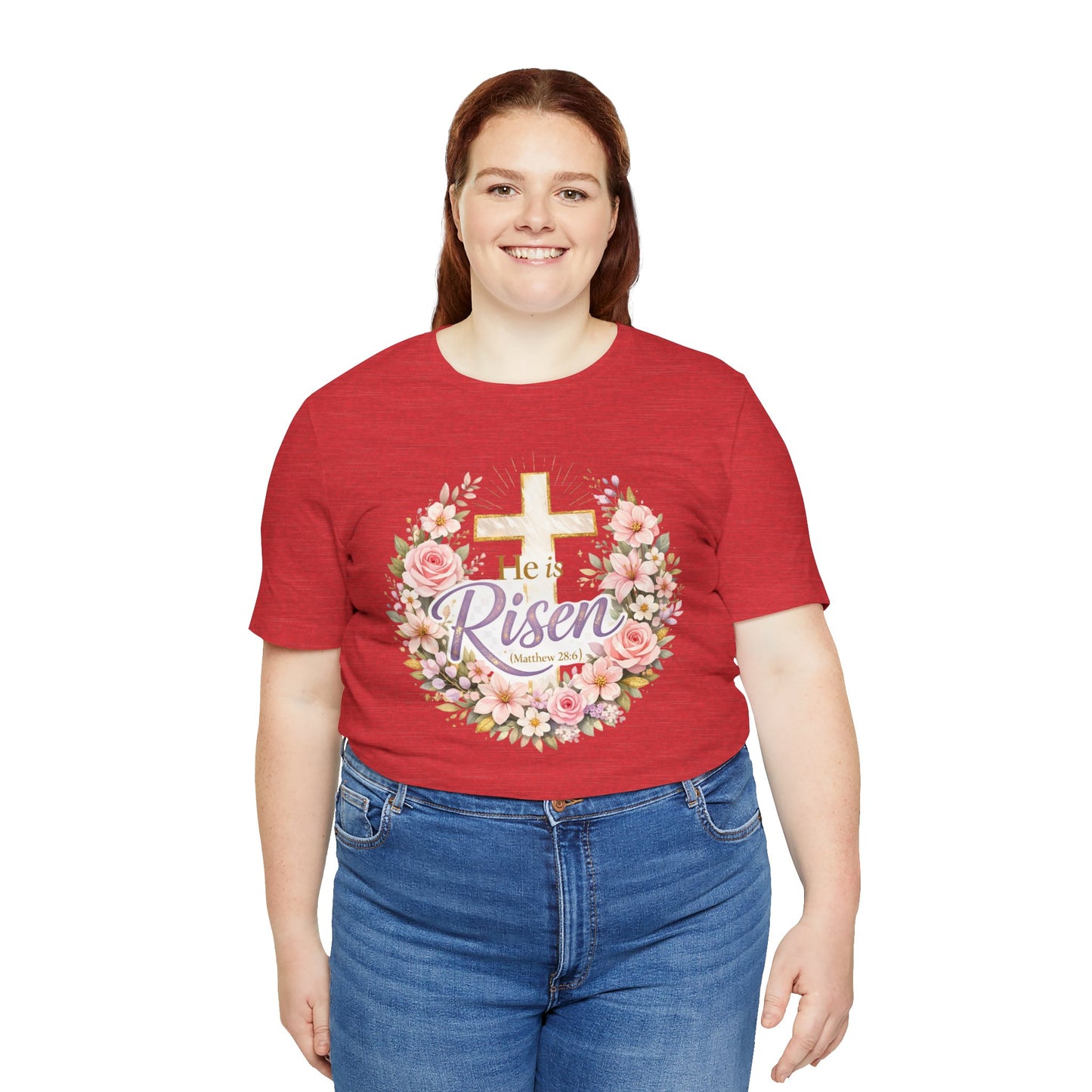 He Is Risen Floral Cross T-Shirt