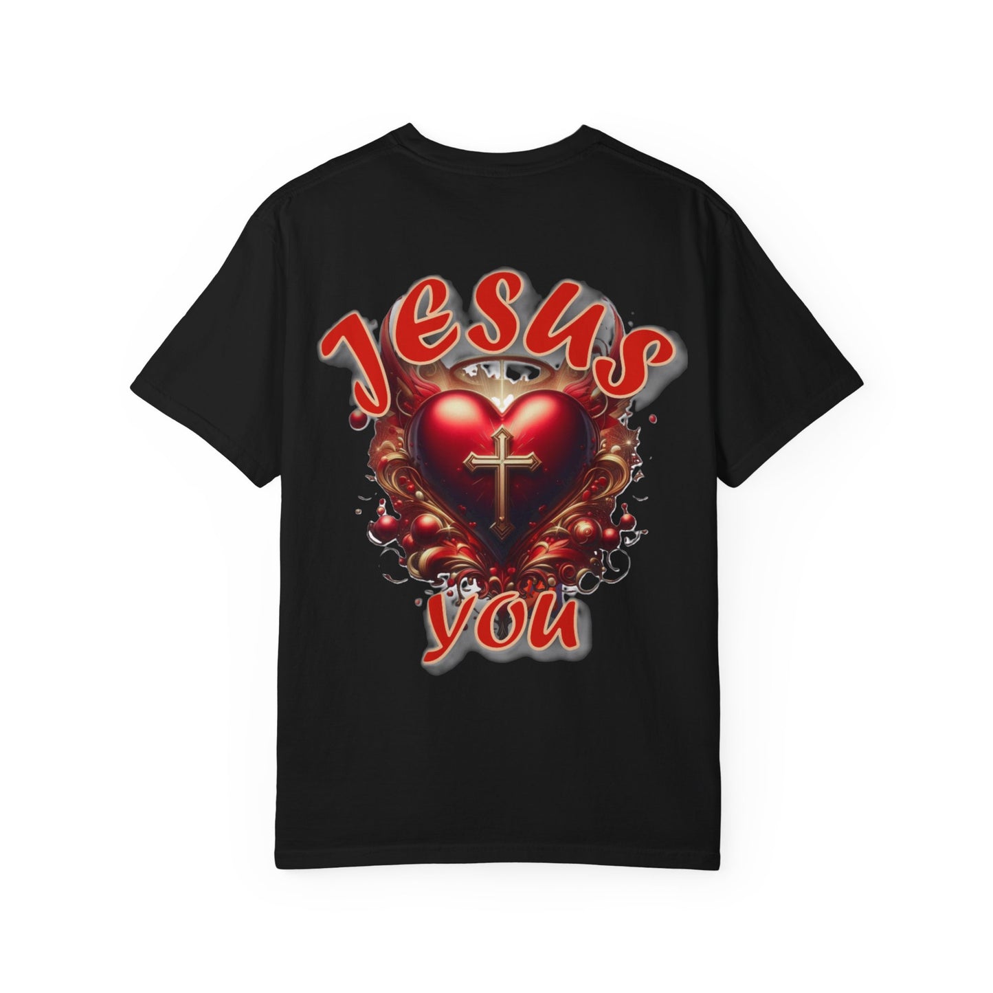 Christian Cross Heart Unisex T-shirt - Jesus Loves You Design