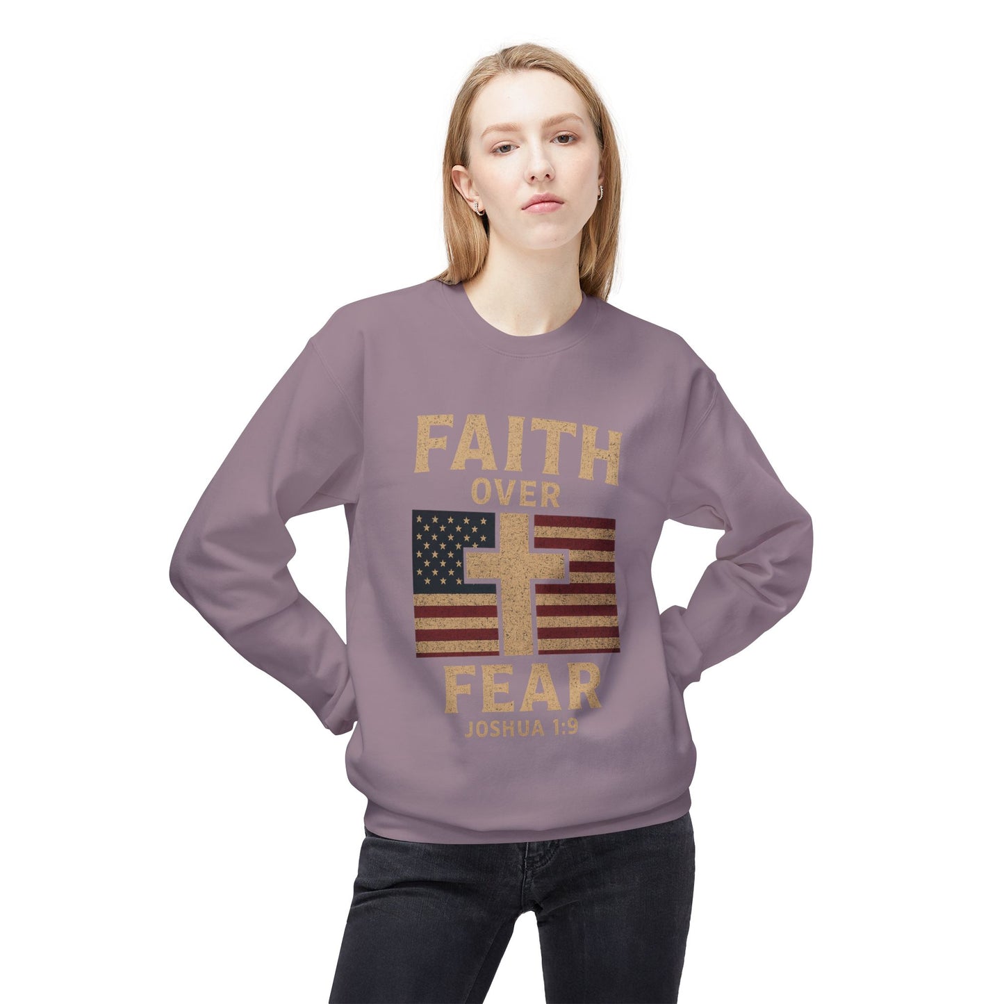 Faith Over Fear Christian Cross Sweatshirt
