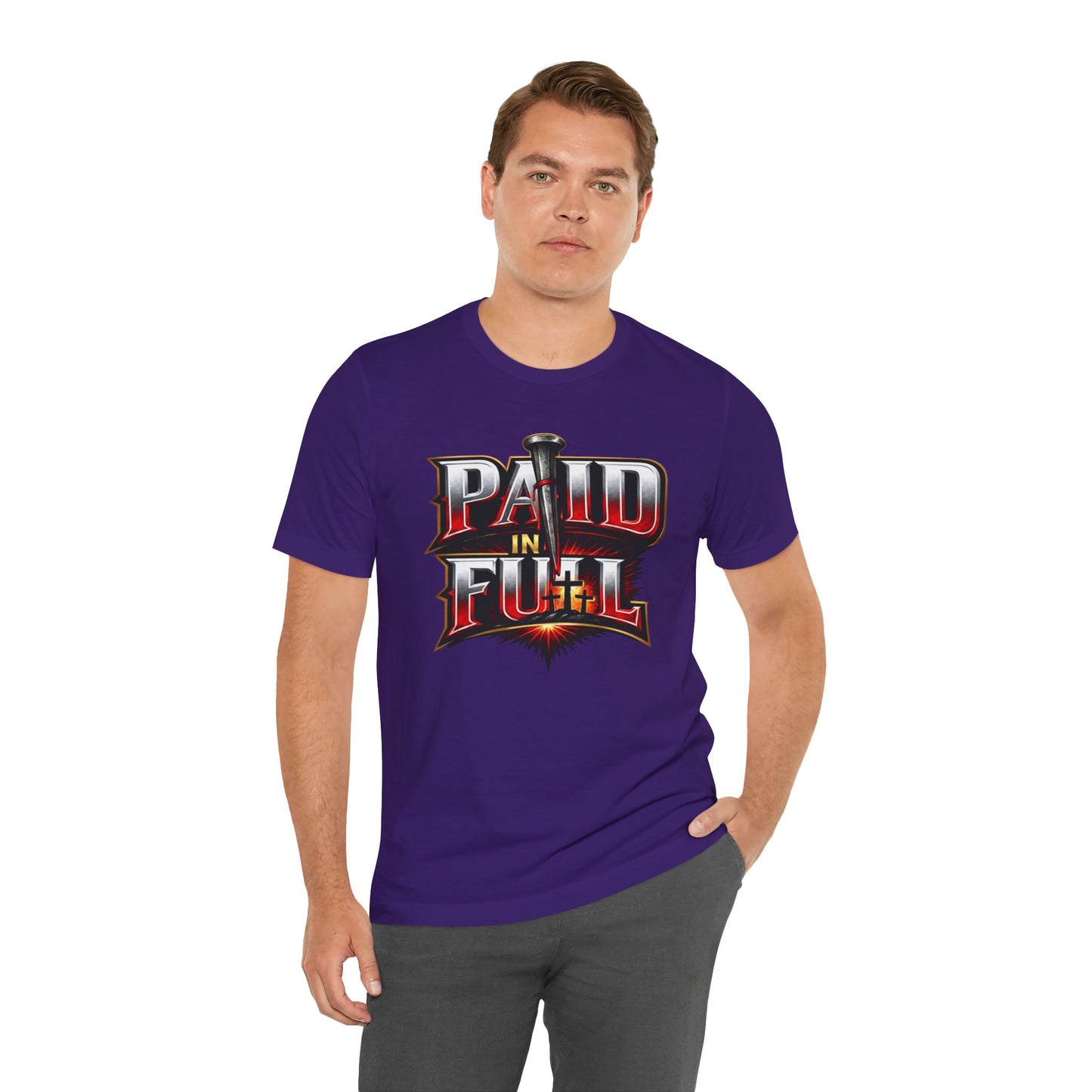 Paid In Full Christian Cross T-Shirt — Nail & Triple Cross Graphic
