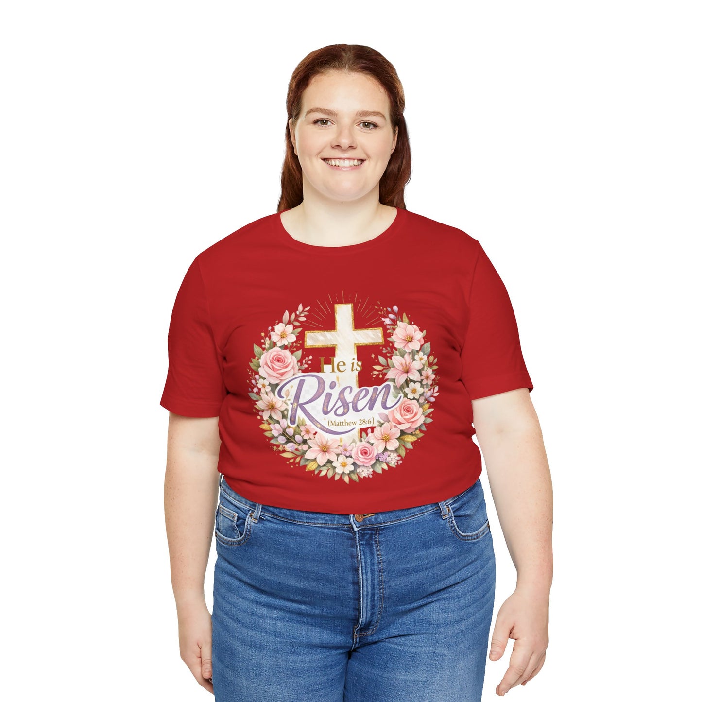 He Is Risen Floral Cross T-Shirt