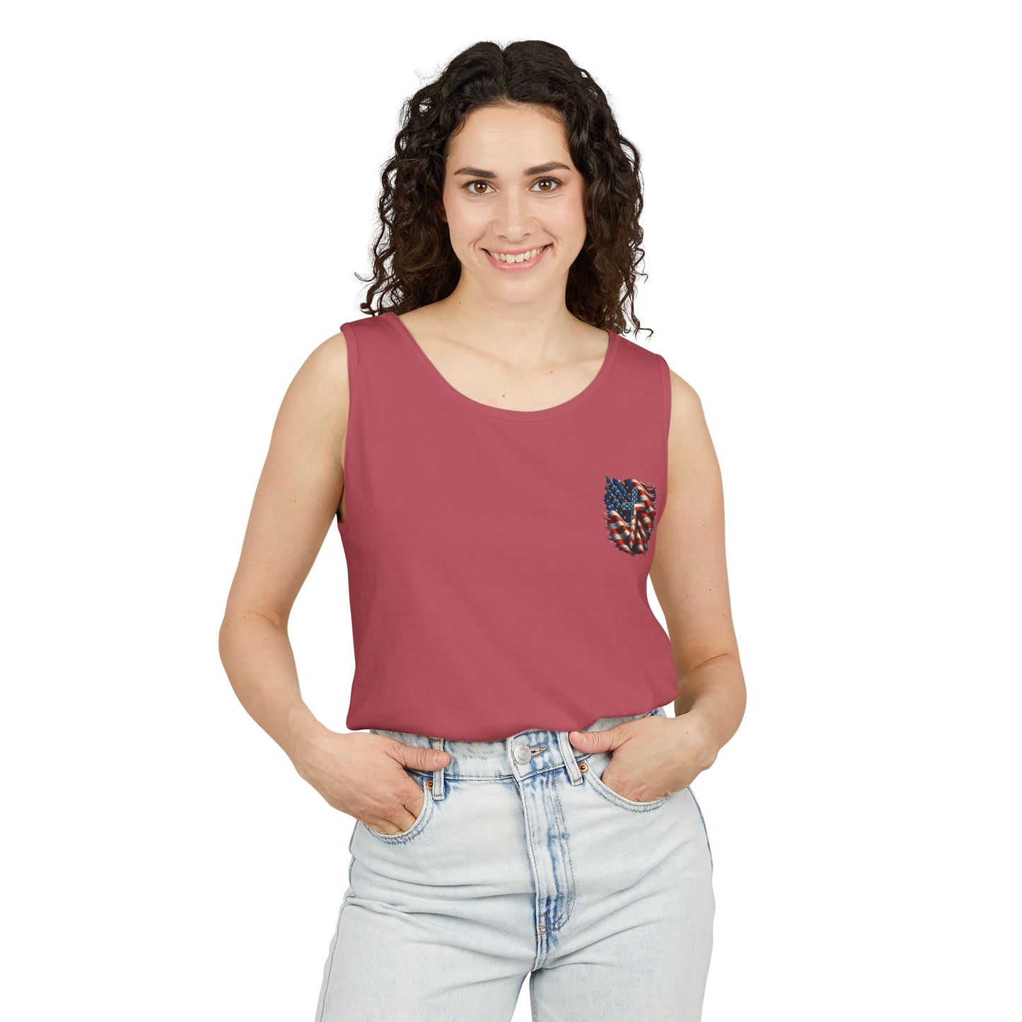 Unisex Garment-Dyed Tank Top "GOD BLESS AMERICA"