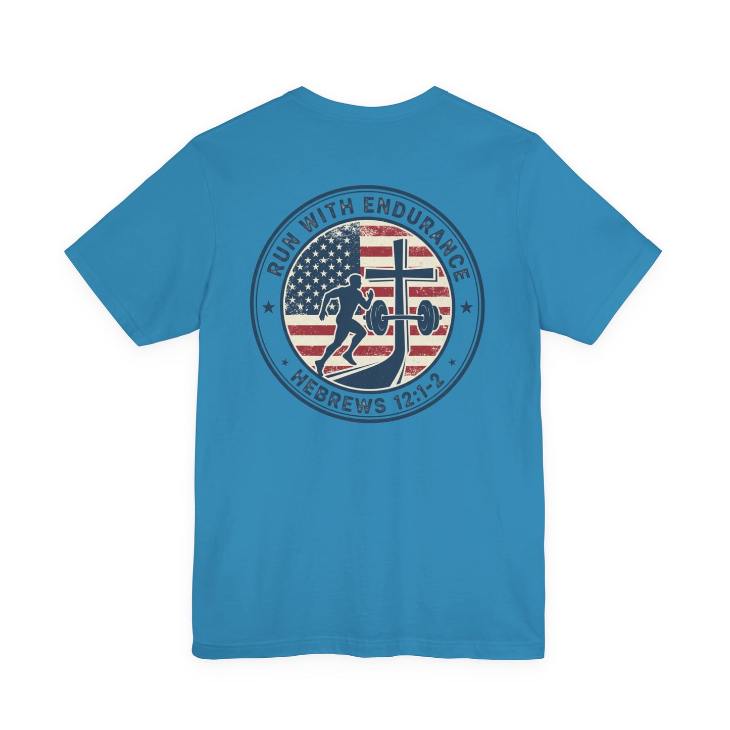 Hebrews 12:1-2 'Run With Endurance' T-Shirt — Inspirational Christian Tee