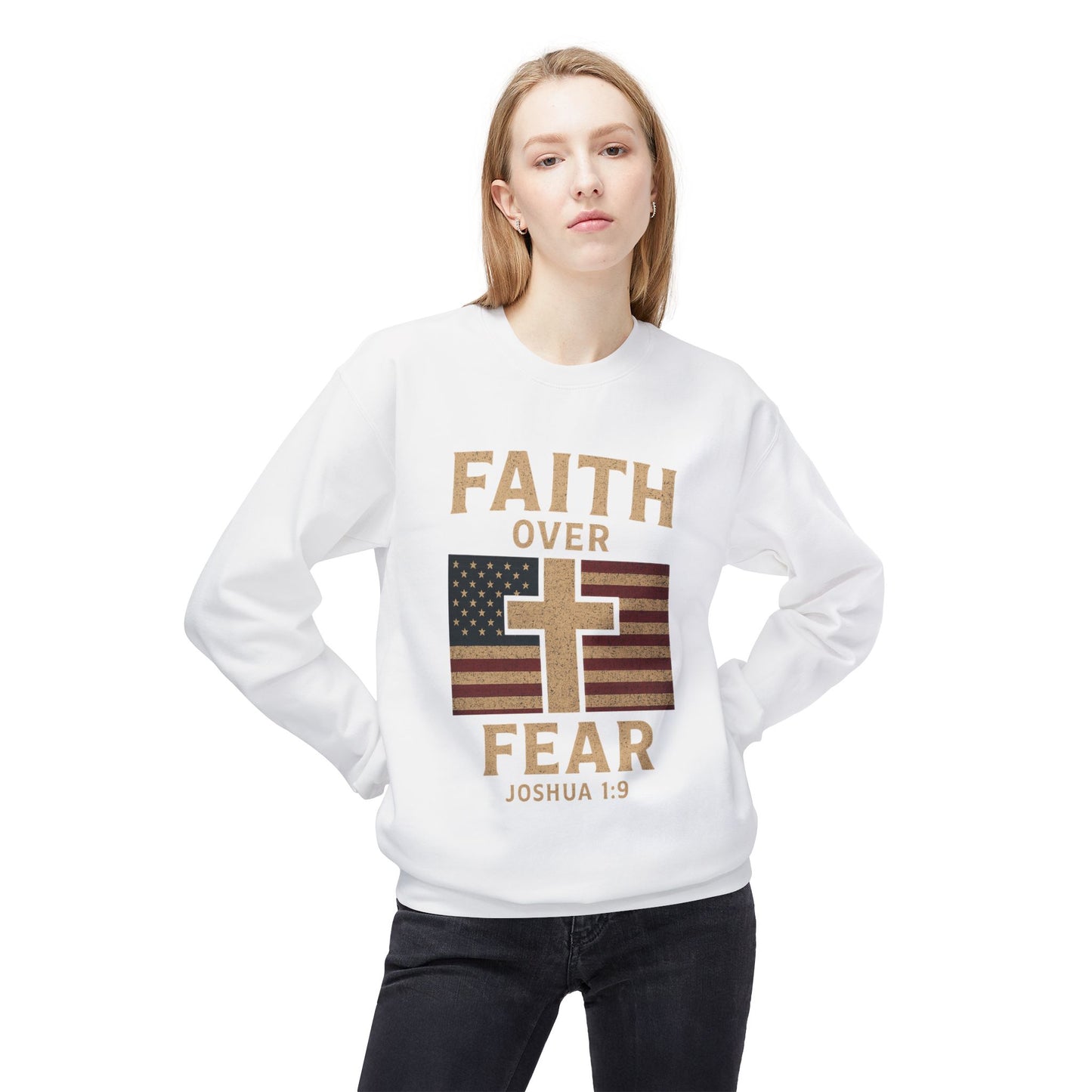 Faith Over Fear Christian Cross Sweatshirt