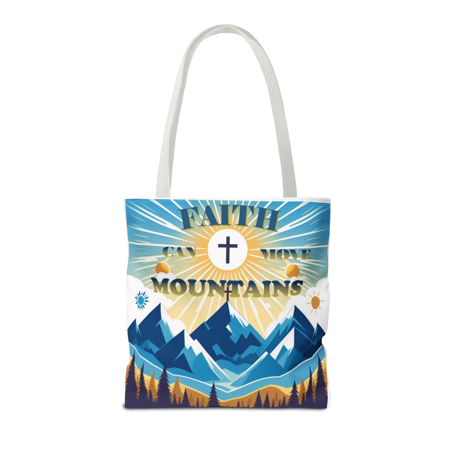 "FAITH CAN MOVE MOUNTAINS" Tote Bag (AOP)