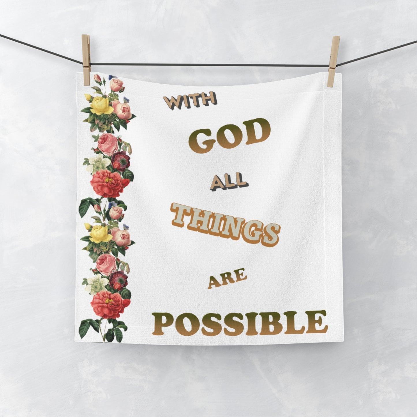 Face Towel "With GOD All Things Are Possible"