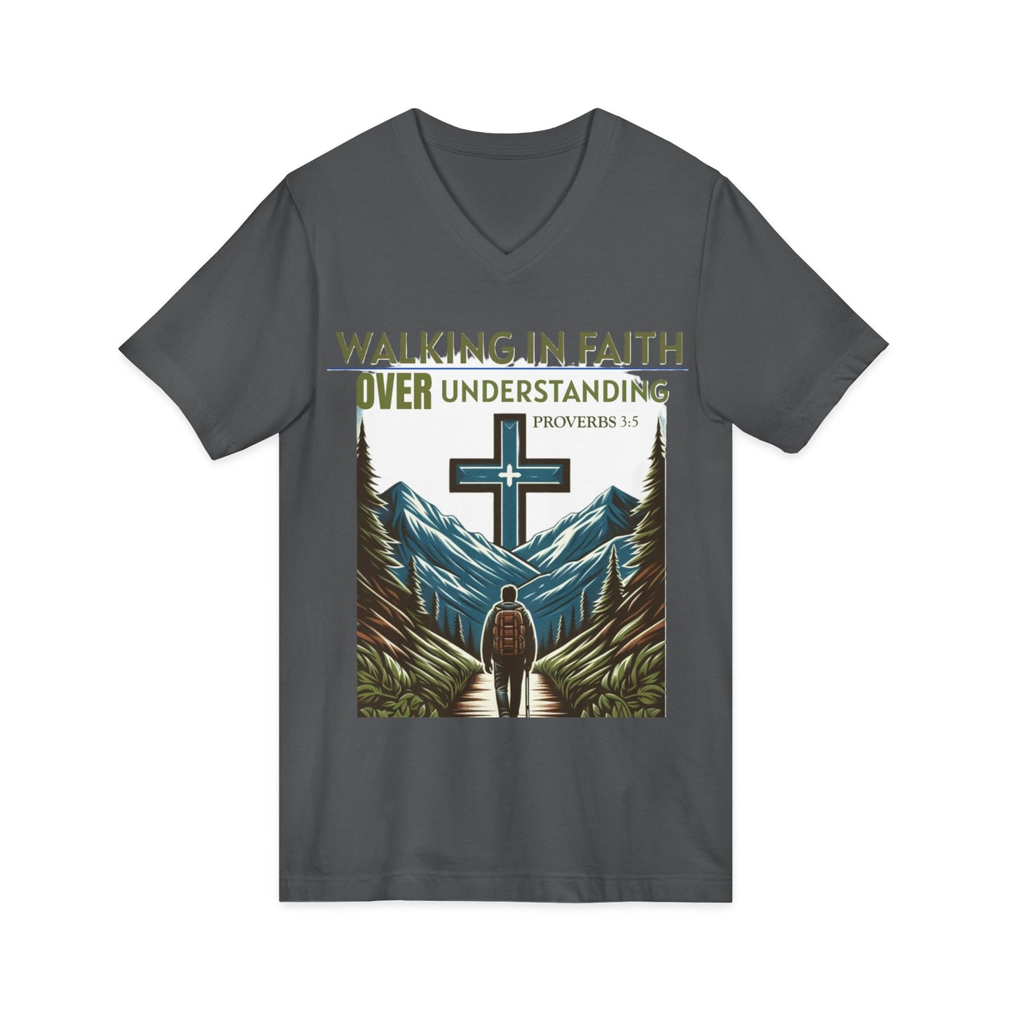 V-Neck Tee - Proverbs 3:5 'WALKING IN FAITH OVER UNDERSTANDING'