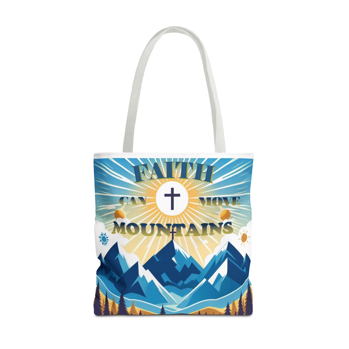 "FAITH CAN MOVE MOUNTAINS" Tote Bag (AOP)