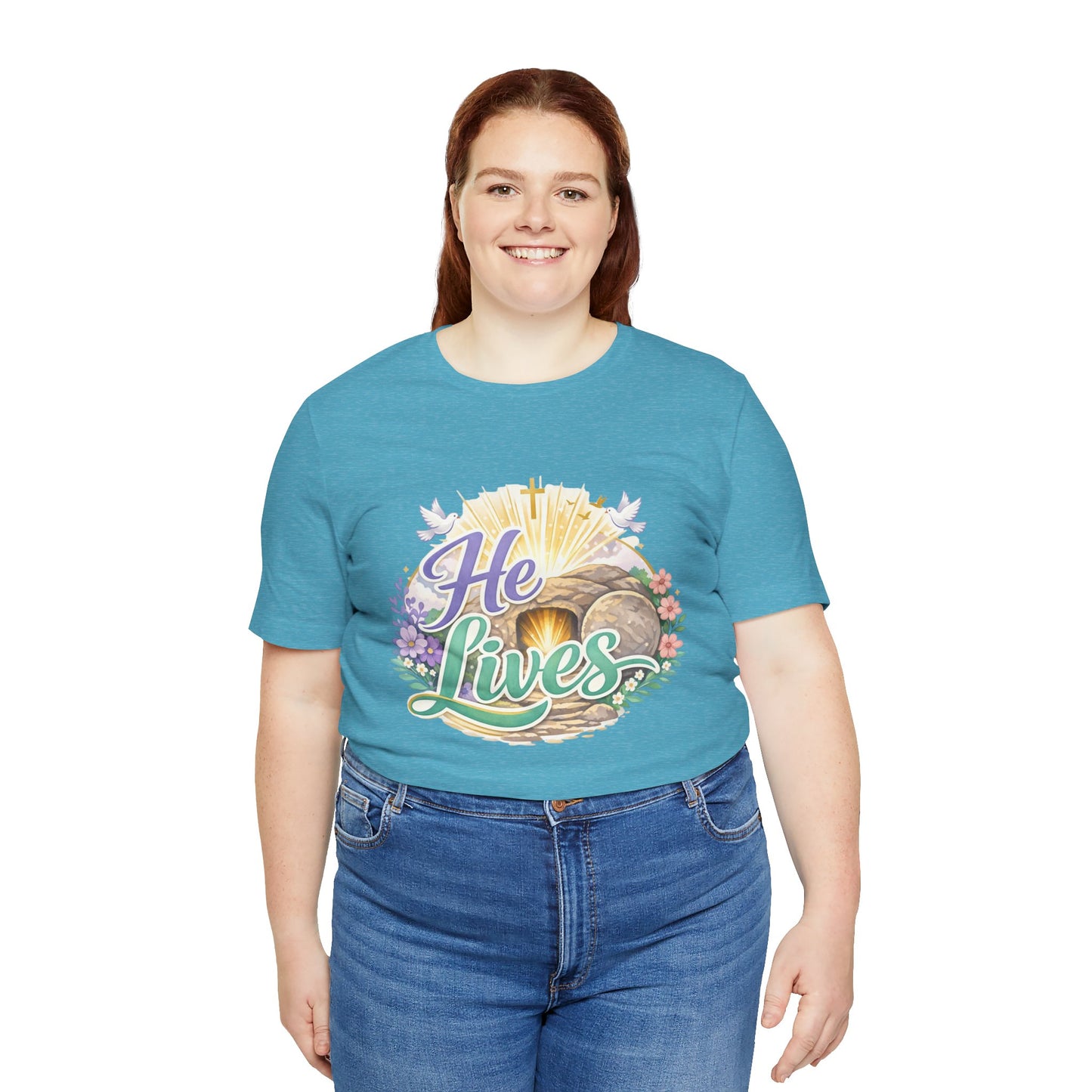 He Lives Jesus Tomb Tee — Christian Easter T‑Shirt