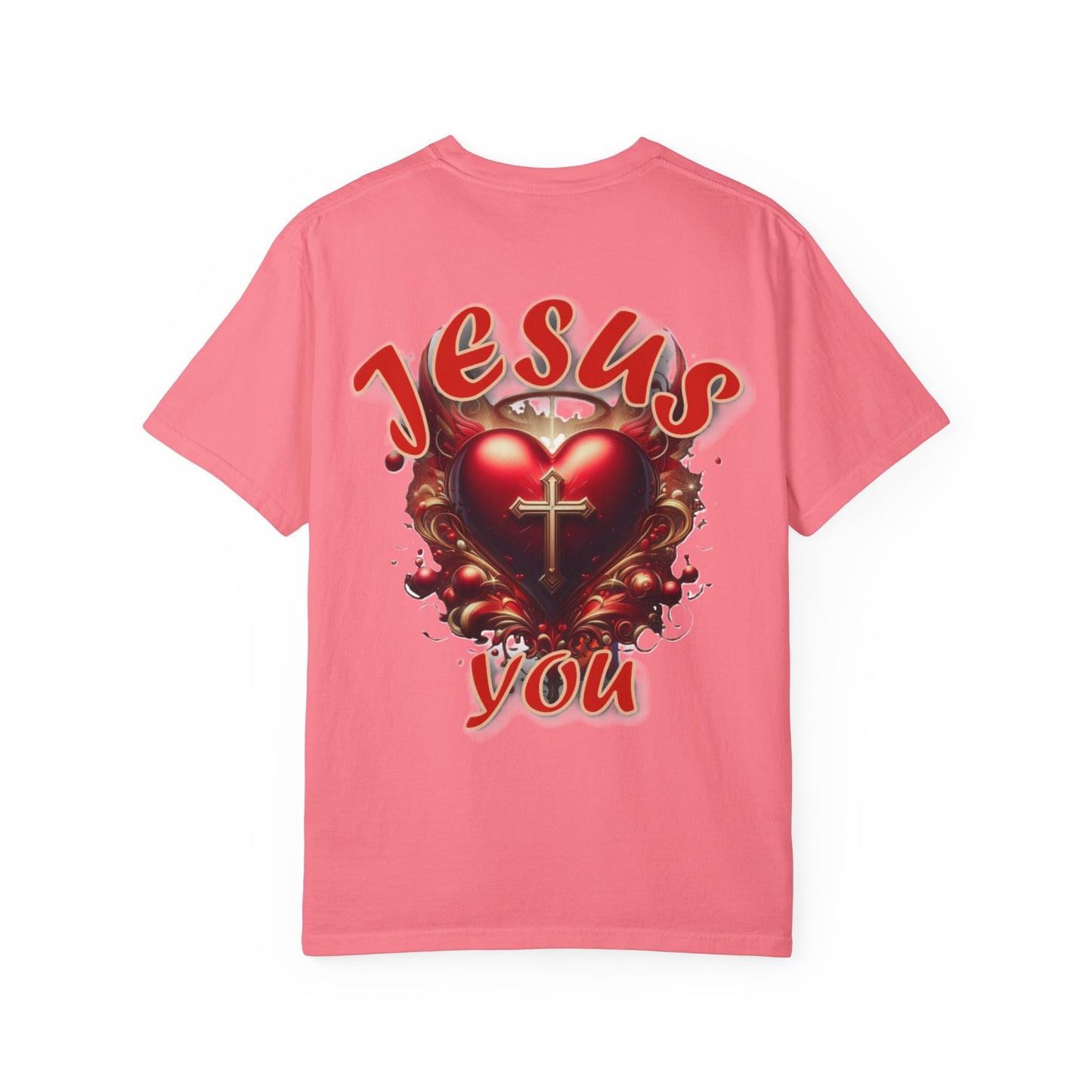 Christian Cross Heart Unisex T-shirt - Jesus Loves You Design