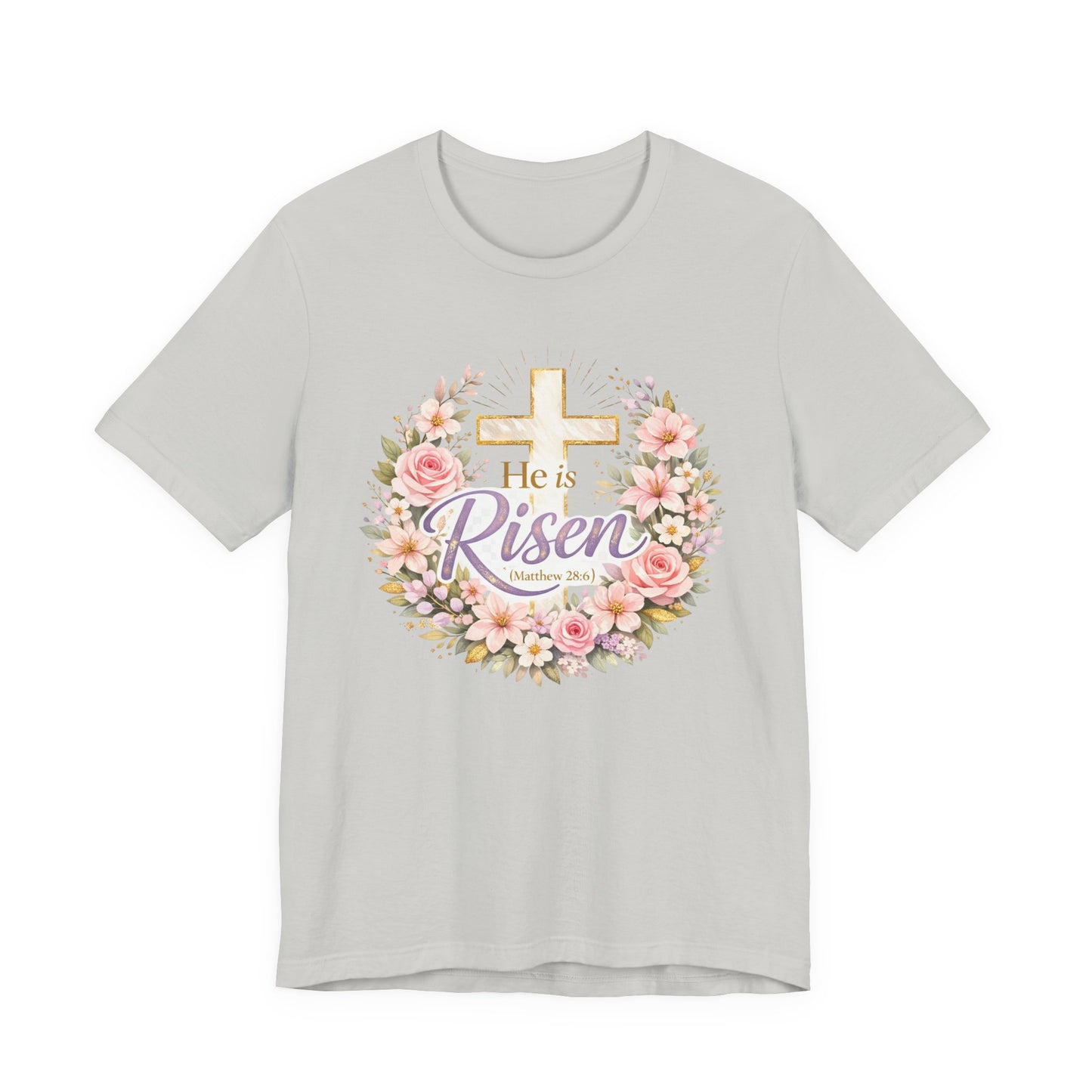 He Is Risen Floral Cross T-Shirt
