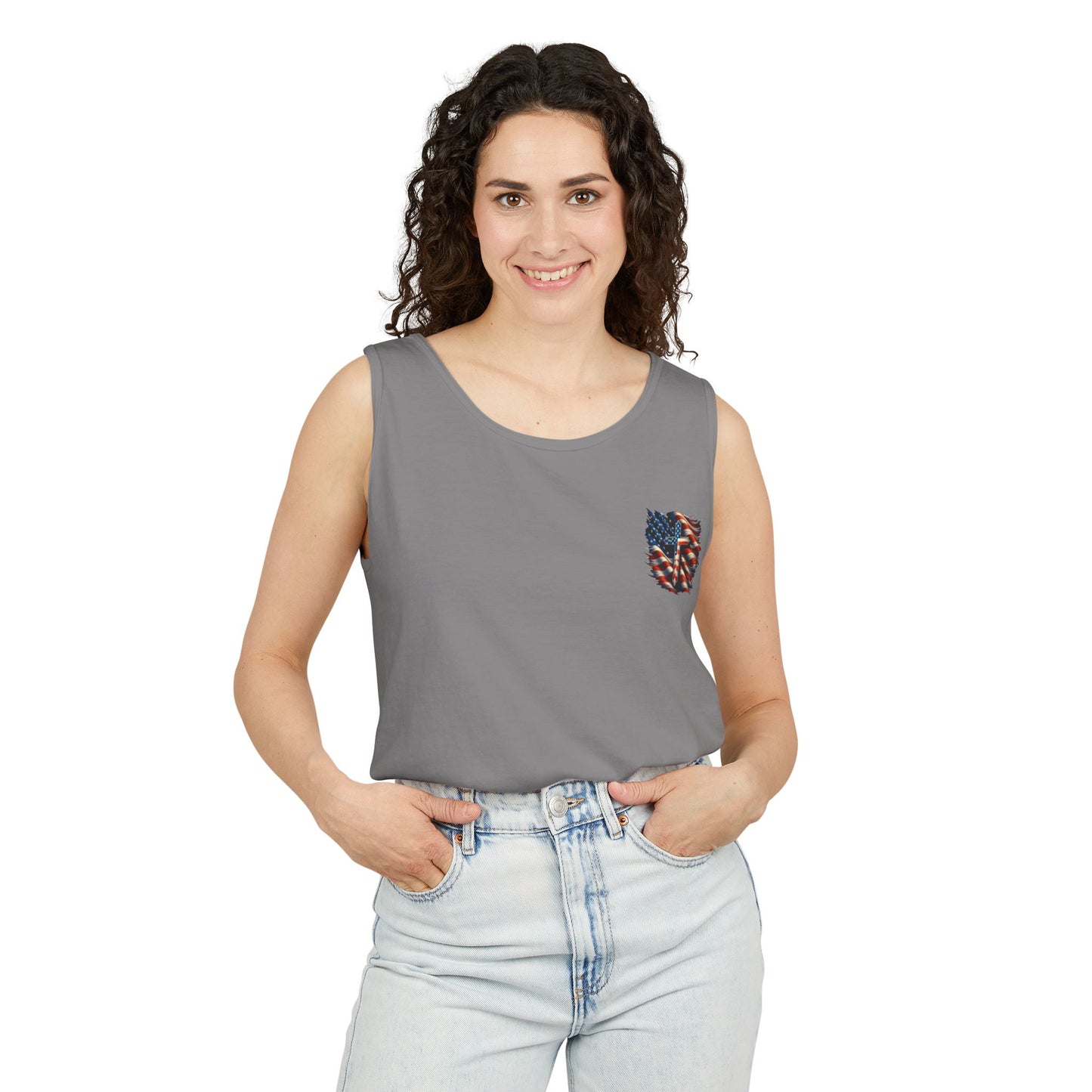Unisex Garment-Dyed Tank Top "GOD BLESS AMERICA"