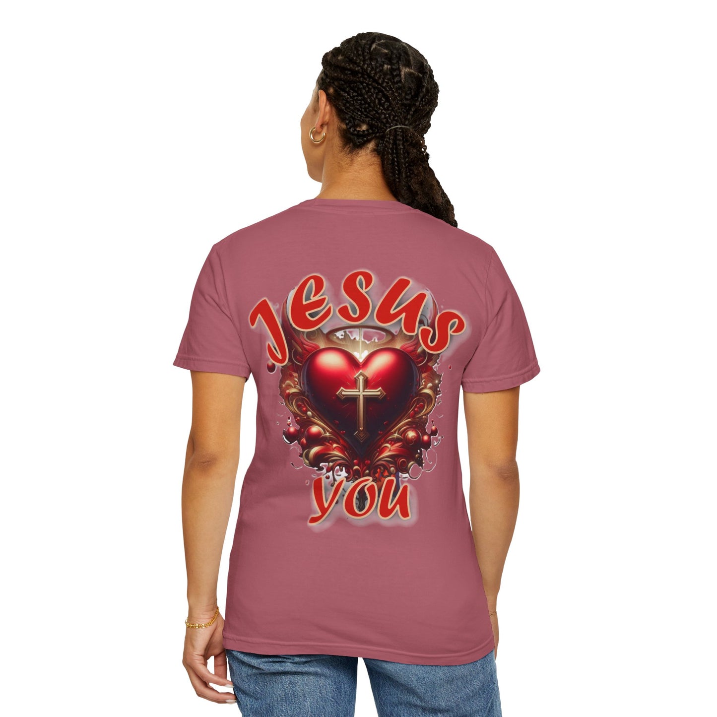 Christian Cross Heart Unisex T-shirt - Jesus Loves You Design