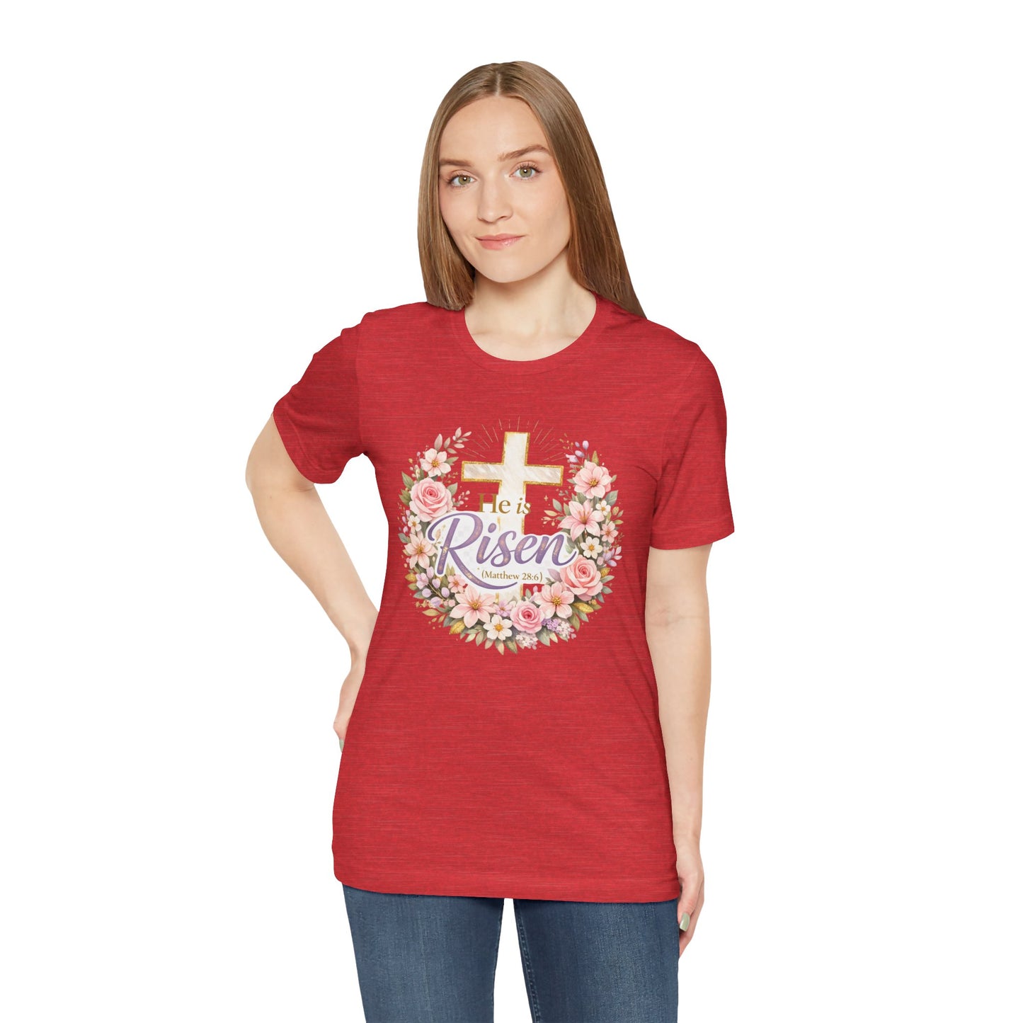 He Is Risen Floral Cross T-Shirt