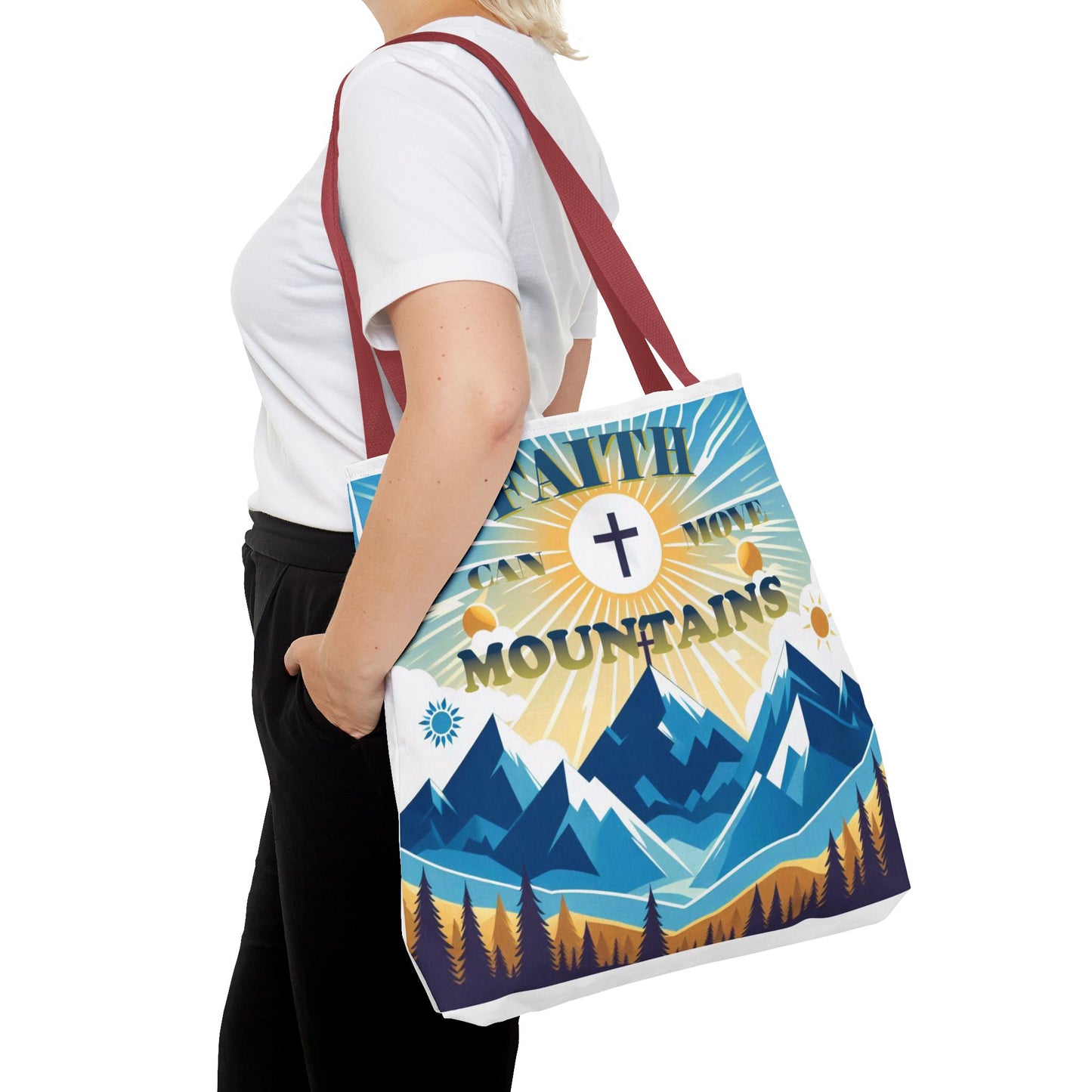 "FAITH CAN MOVE MOUNTAINS" Tote Bag (AOP)