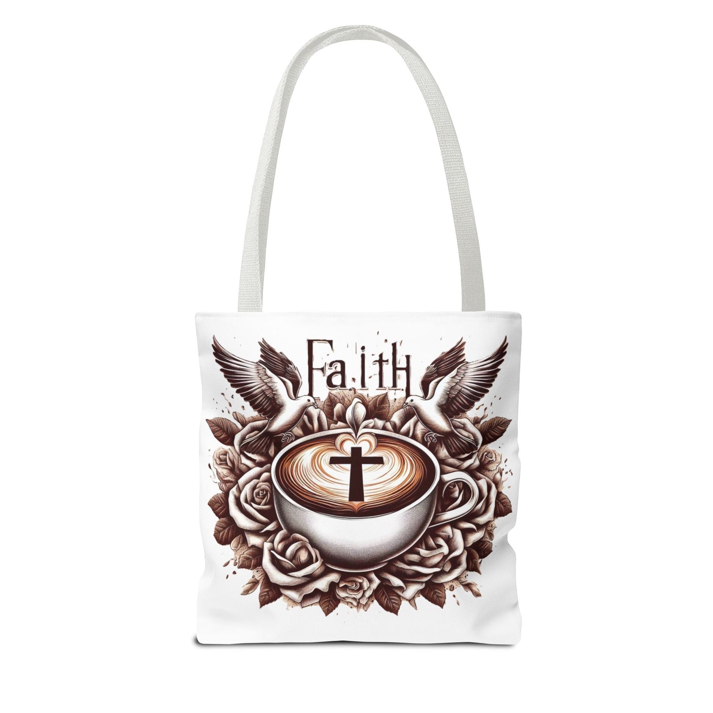 Tote Bag (AOP) "Faith and Coffee"