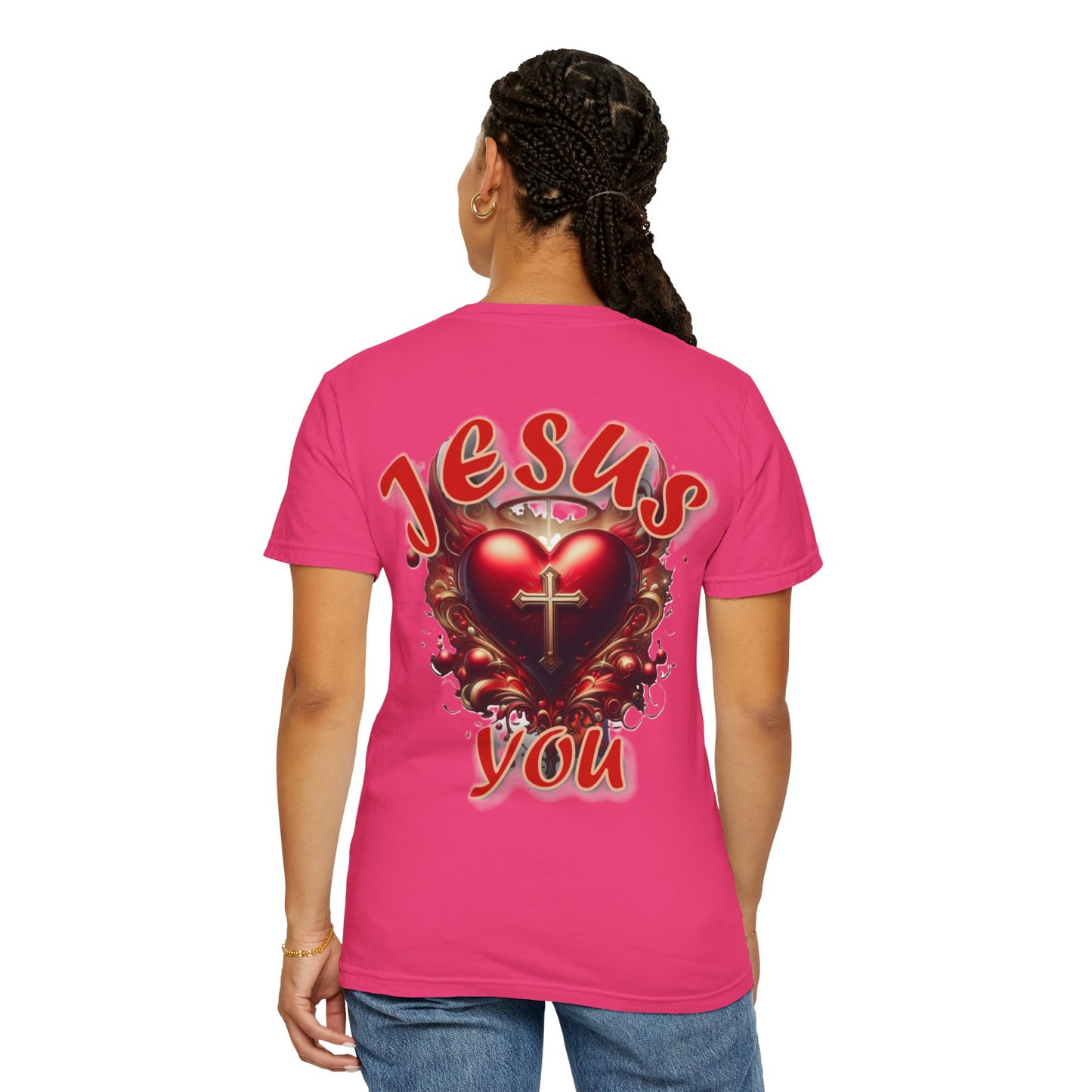 Christian Cross Heart Unisex T-shirt - Jesus Loves You Design