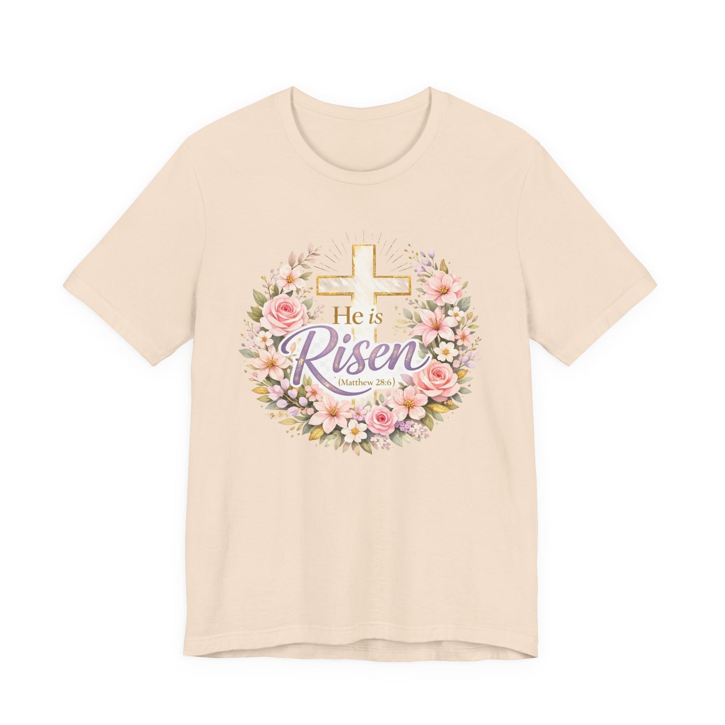 He Is Risen Floral Cross T-Shirt