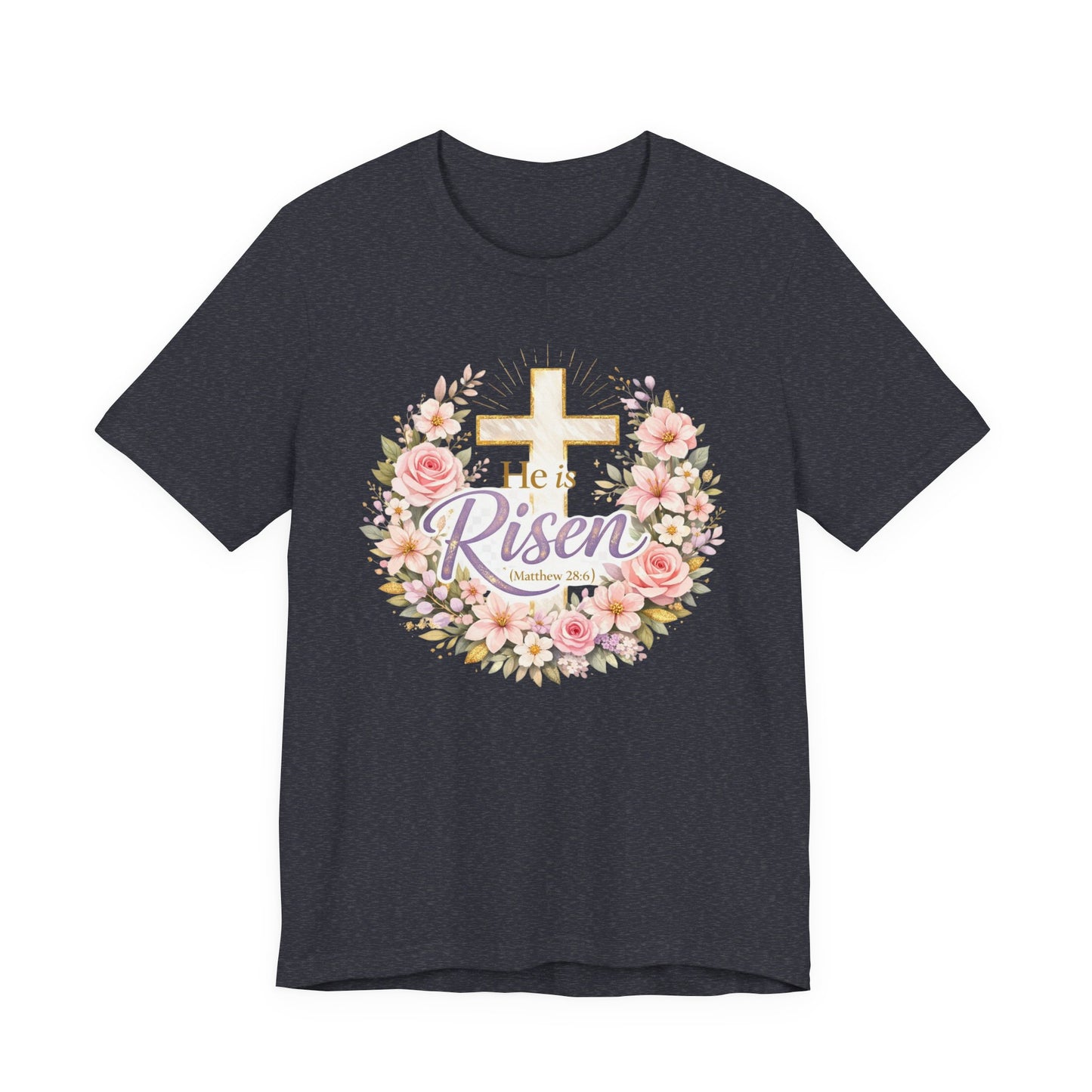He Is Risen Floral Cross T-Shirt