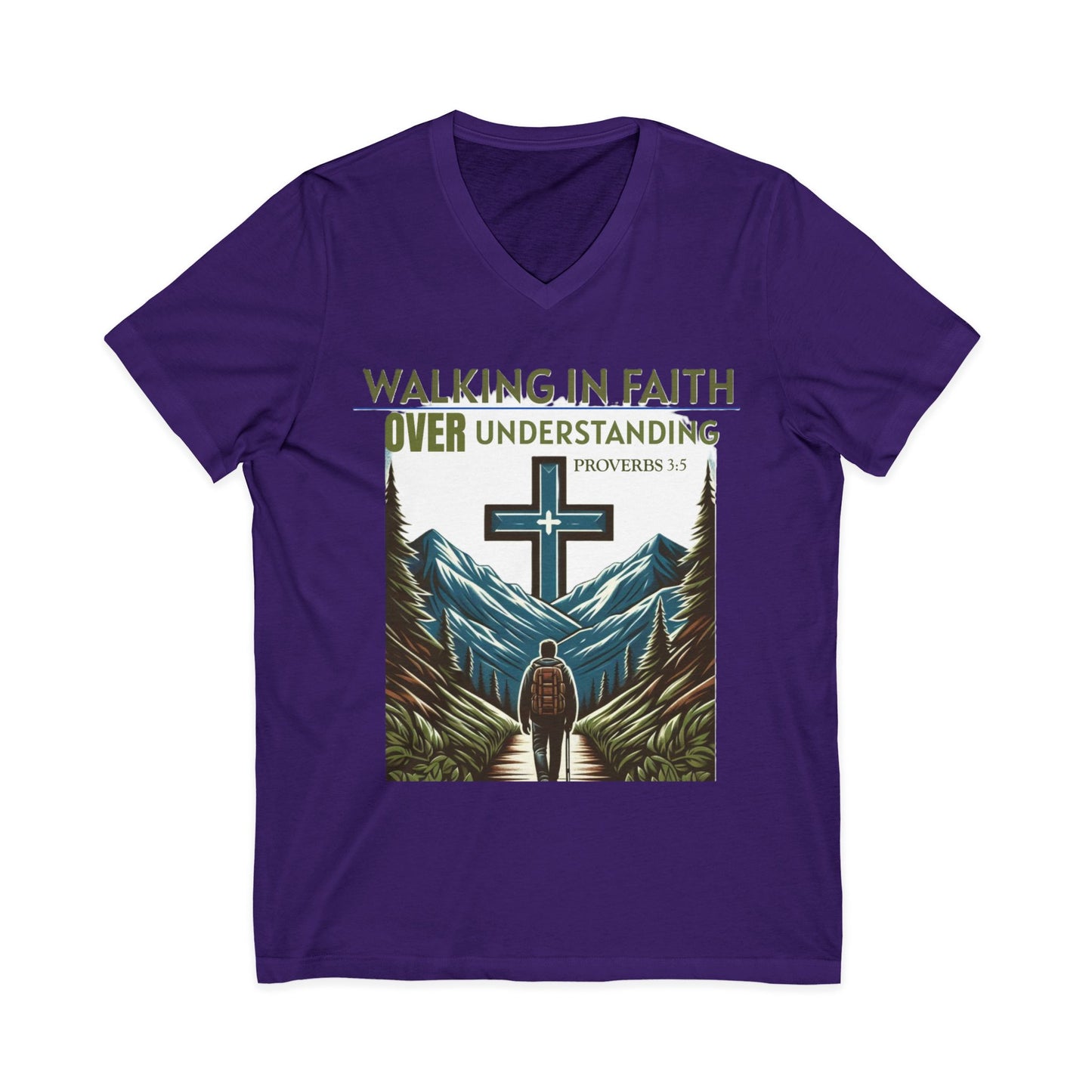 V-Neck Tee - Proverbs 3:5 'WALKING IN FAITH OVER UNDERSTANDING'