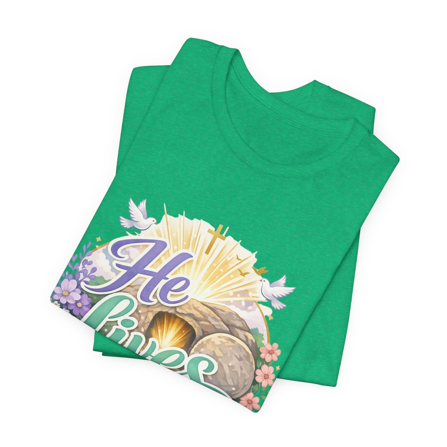 He Lives Jesus Tomb Tee — Christian Easter T‑Shirt