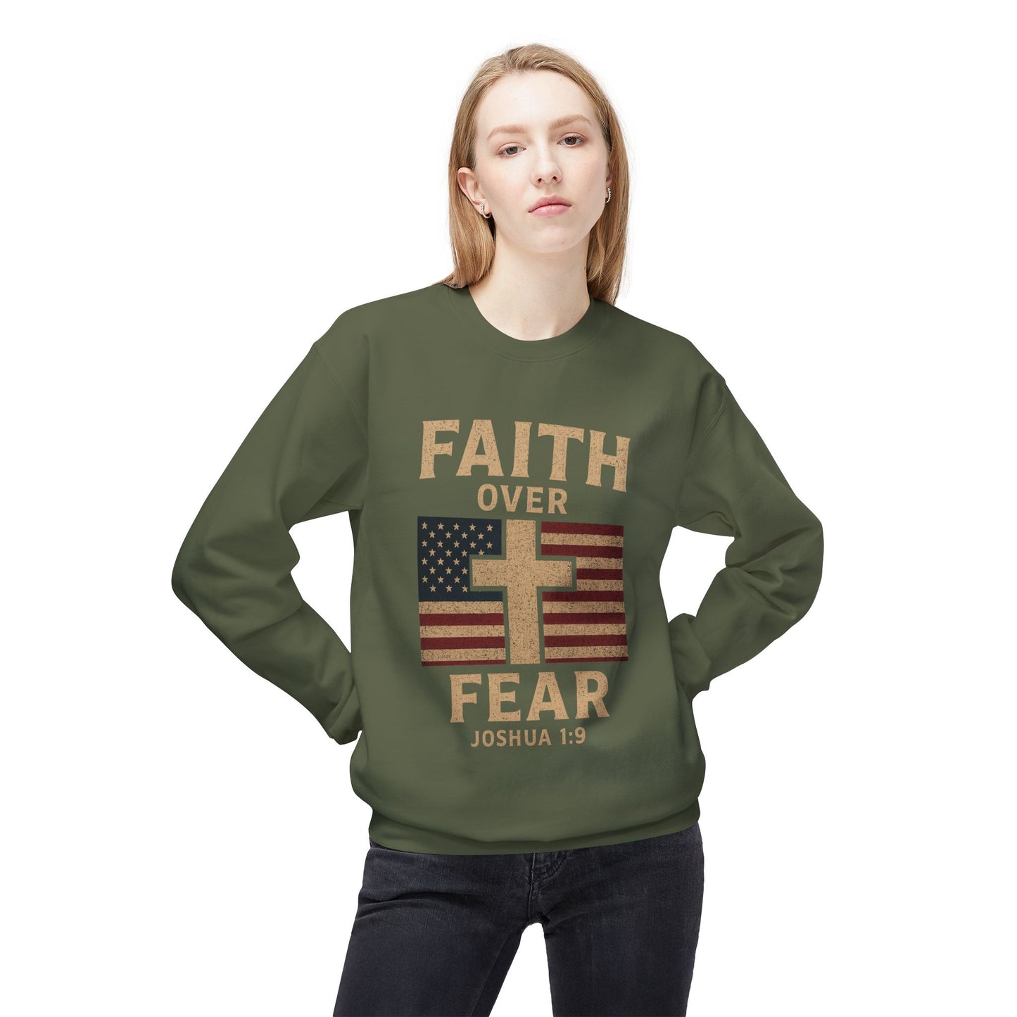Faith Over Fear Christian Cross Sweatshirt