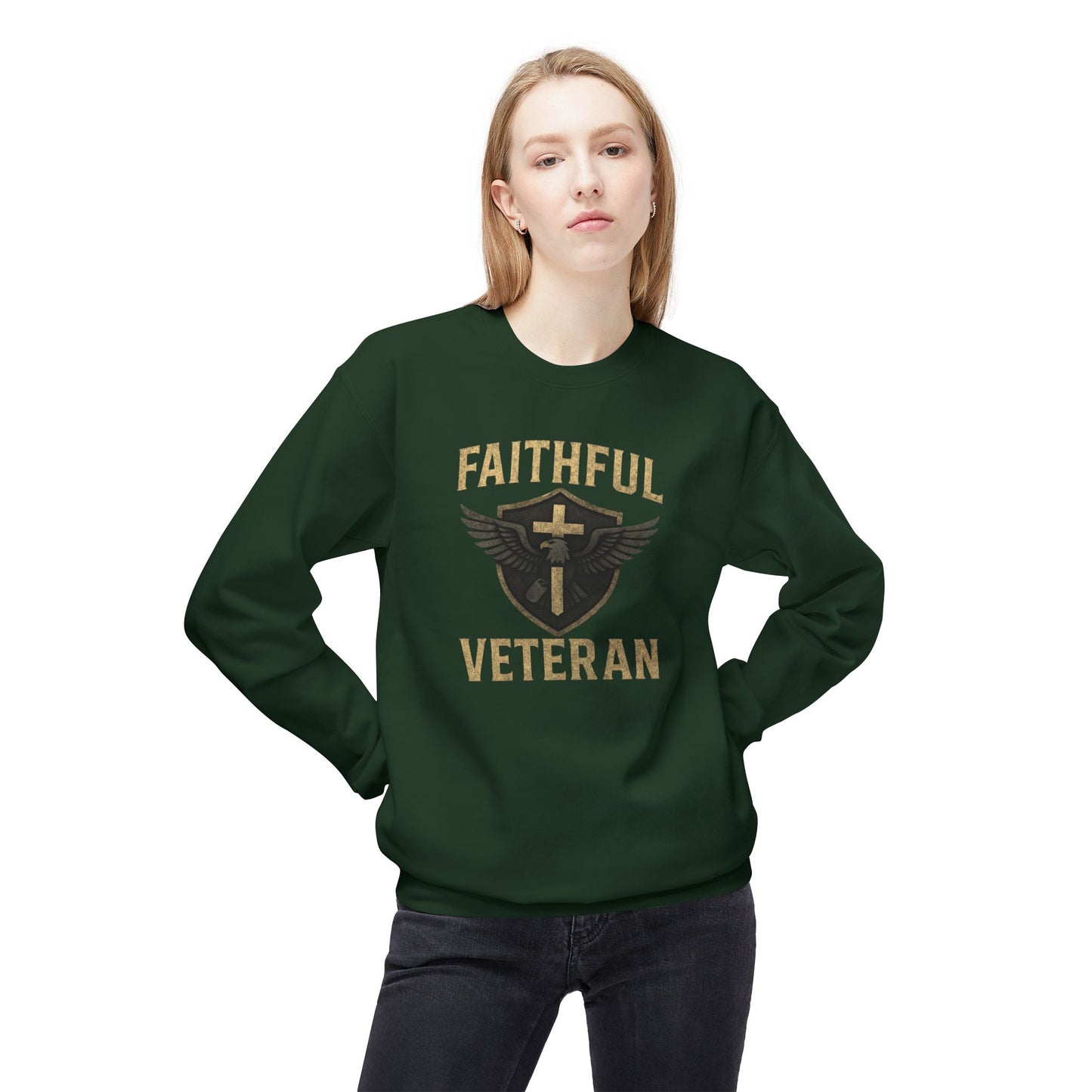 Crewneck Sweatshirt Faithful Veteran Design