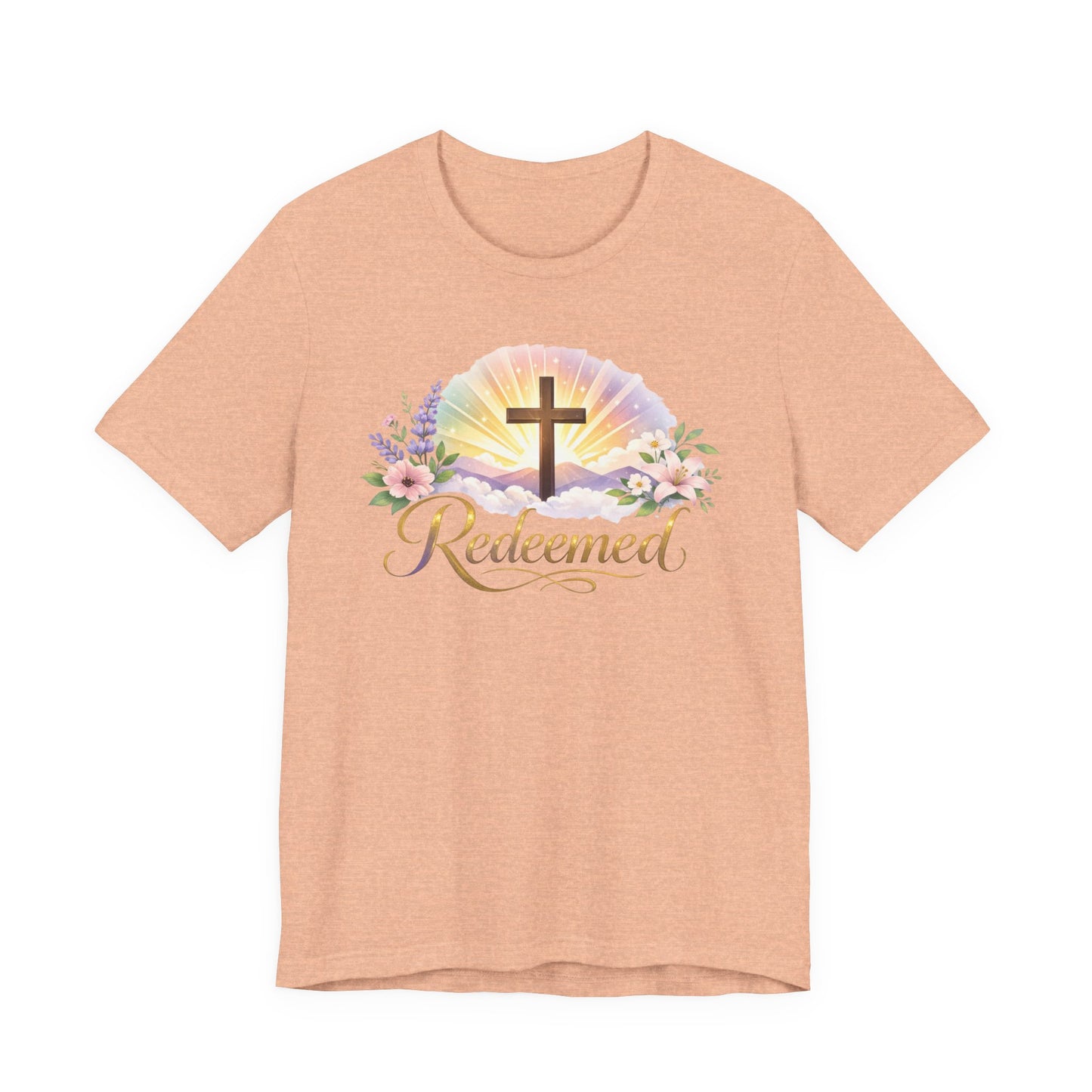 "Redeemed" Cross Floral T-Shirt — Christian Faith Tee