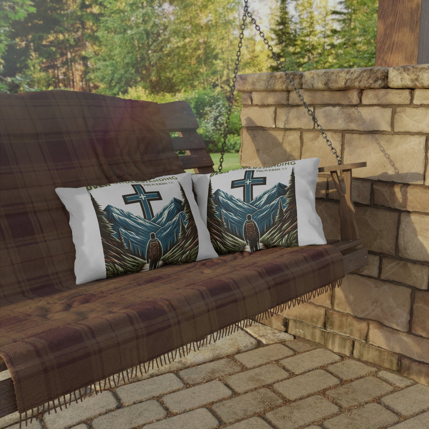 Outdoor Pillow - Bible Verse Proverbs 3:5 'Walking in Faith Over Understanding'