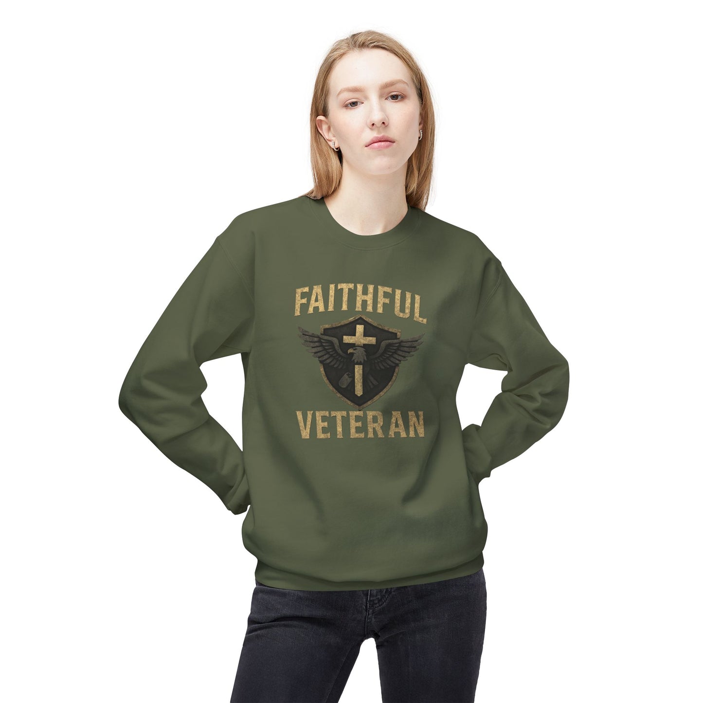 Crewneck Sweatshirt Faithful Veteran Design