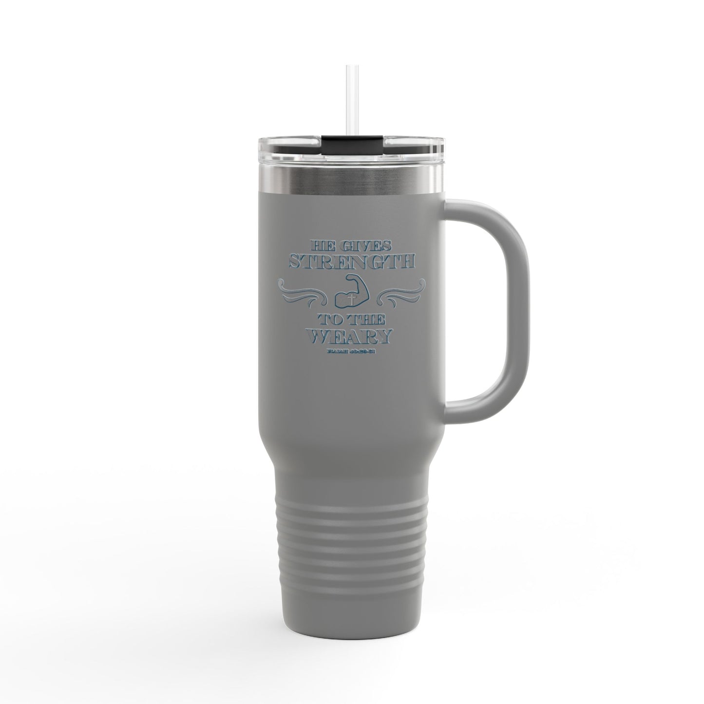 Travel Mug - Bible Verse 'He gives Strength to the Weary' Isaiah 40:29-31