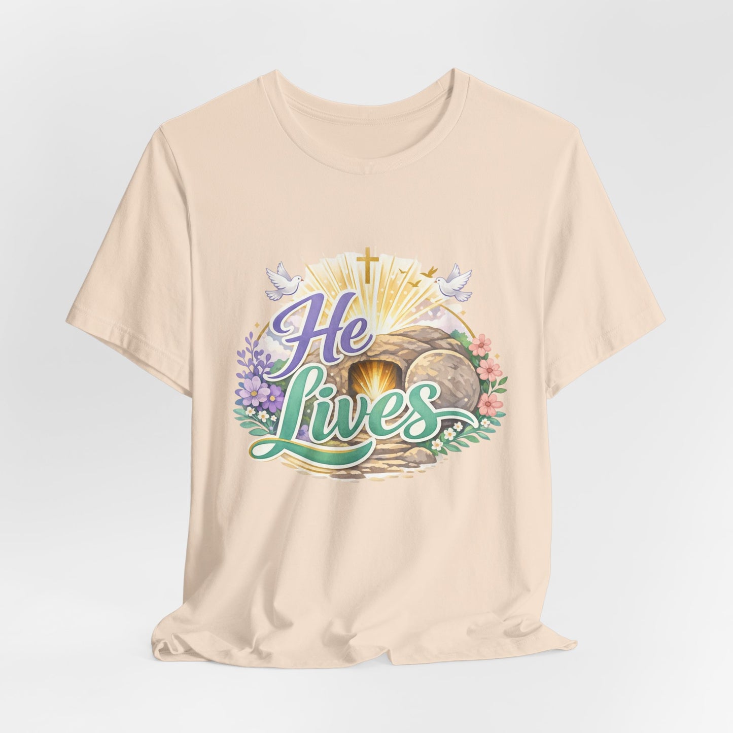 He Lives Jesus Tomb Tee — Christian Easter T‑Shirt