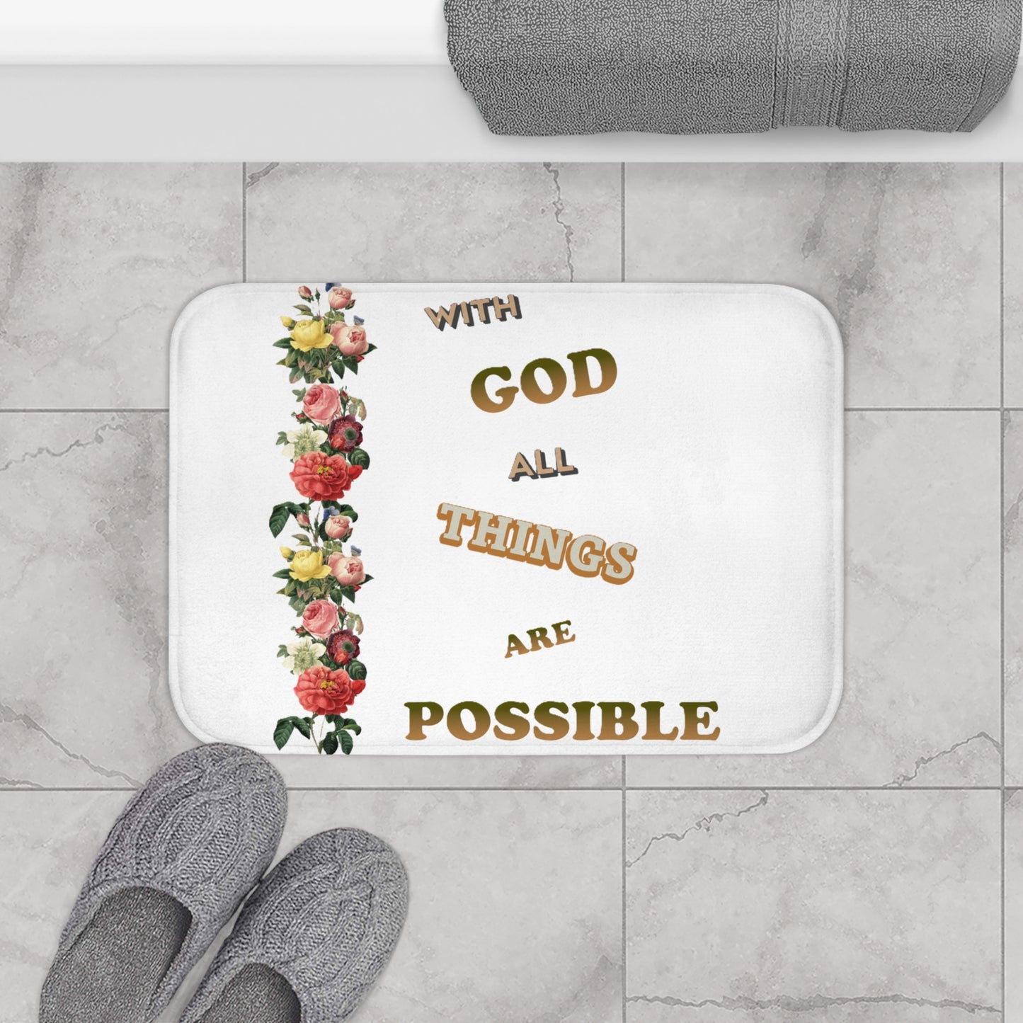 Bath Mat "With GOD All Things Are Possible"