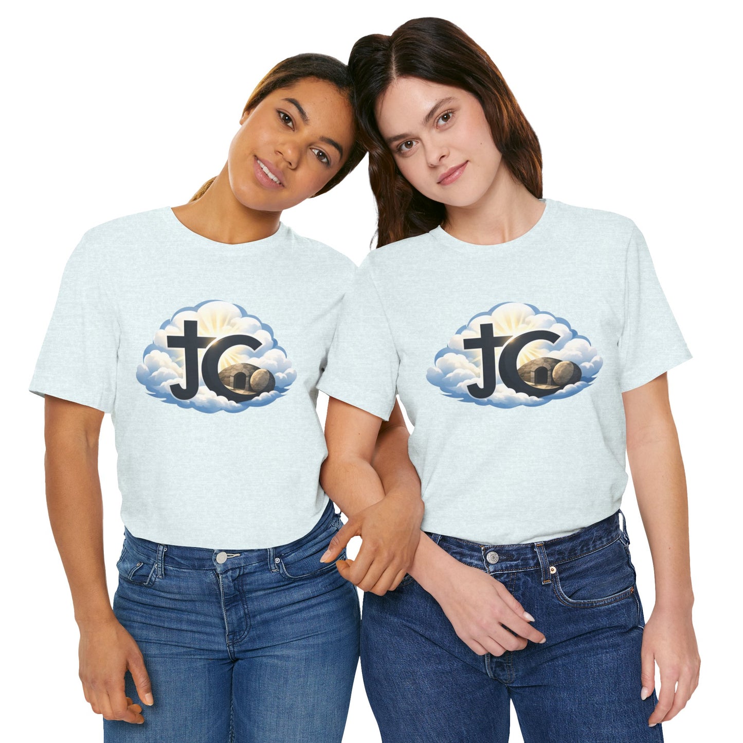 Jesus Christ (JC) Cross Tee — Crucified, Risen & Coming Again