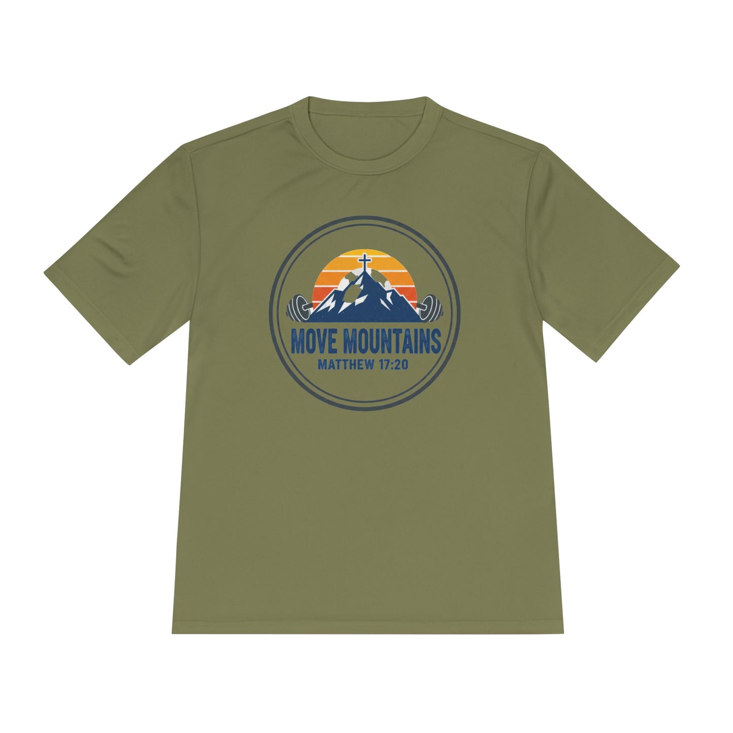 Matthew 17:20 'Move Mountains' Workout Tee — Moisture-Wicking Athletic Shirt