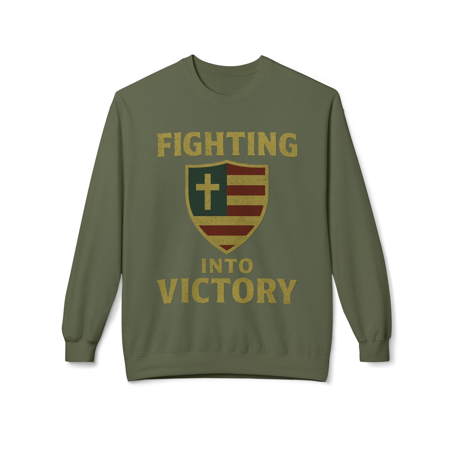 Christian Cross Shield Sweatshirt - Fighting into Victory