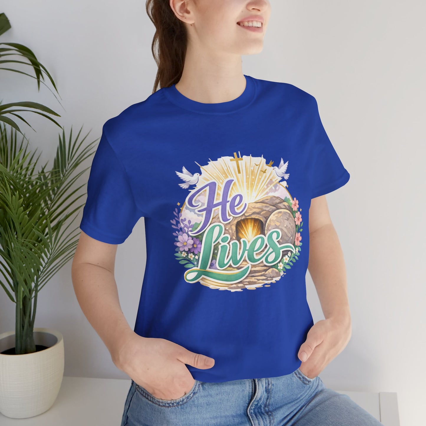 He Lives Jesus Tomb Tee — Christian Easter T‑Shirt