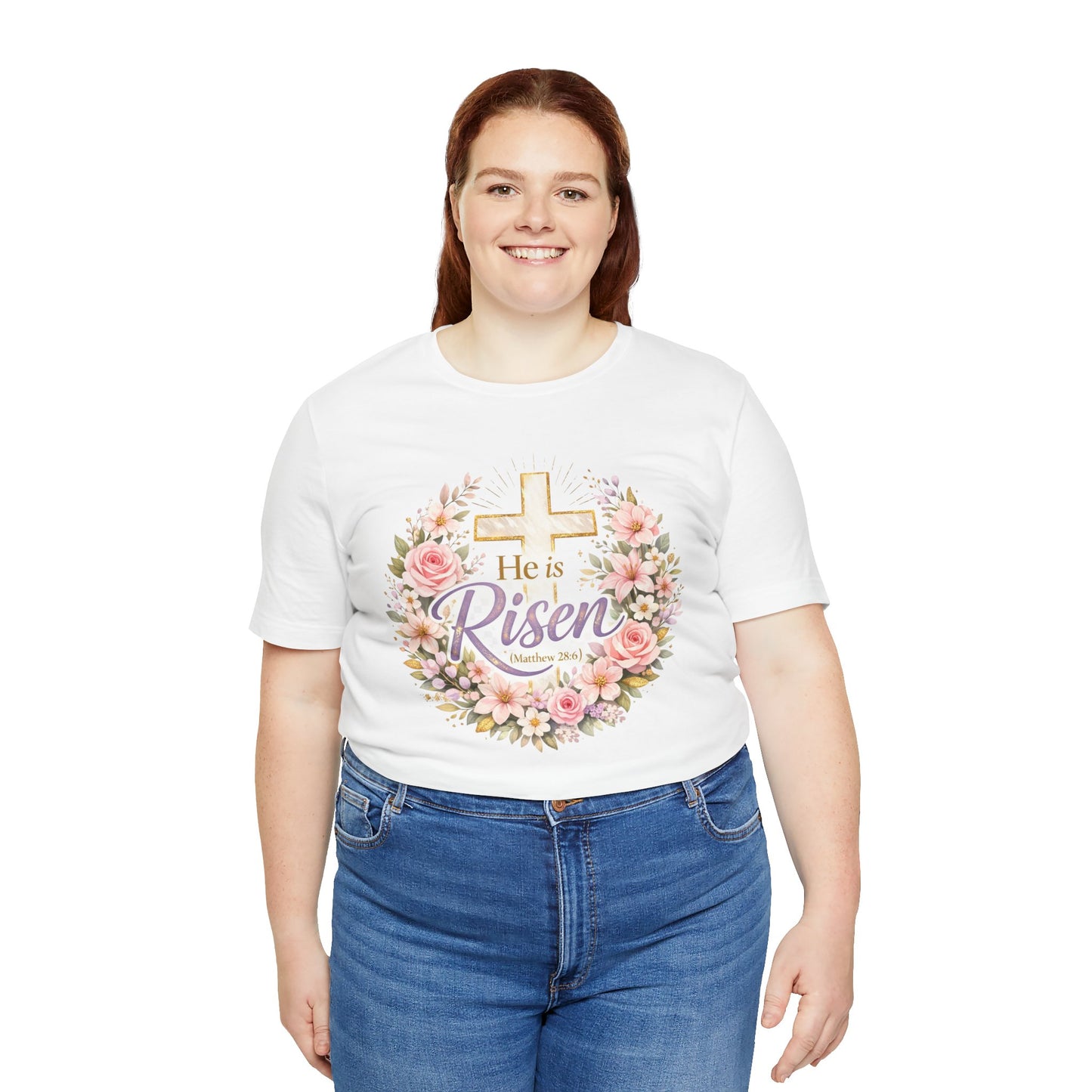 He Is Risen Floral Cross T-Shirt