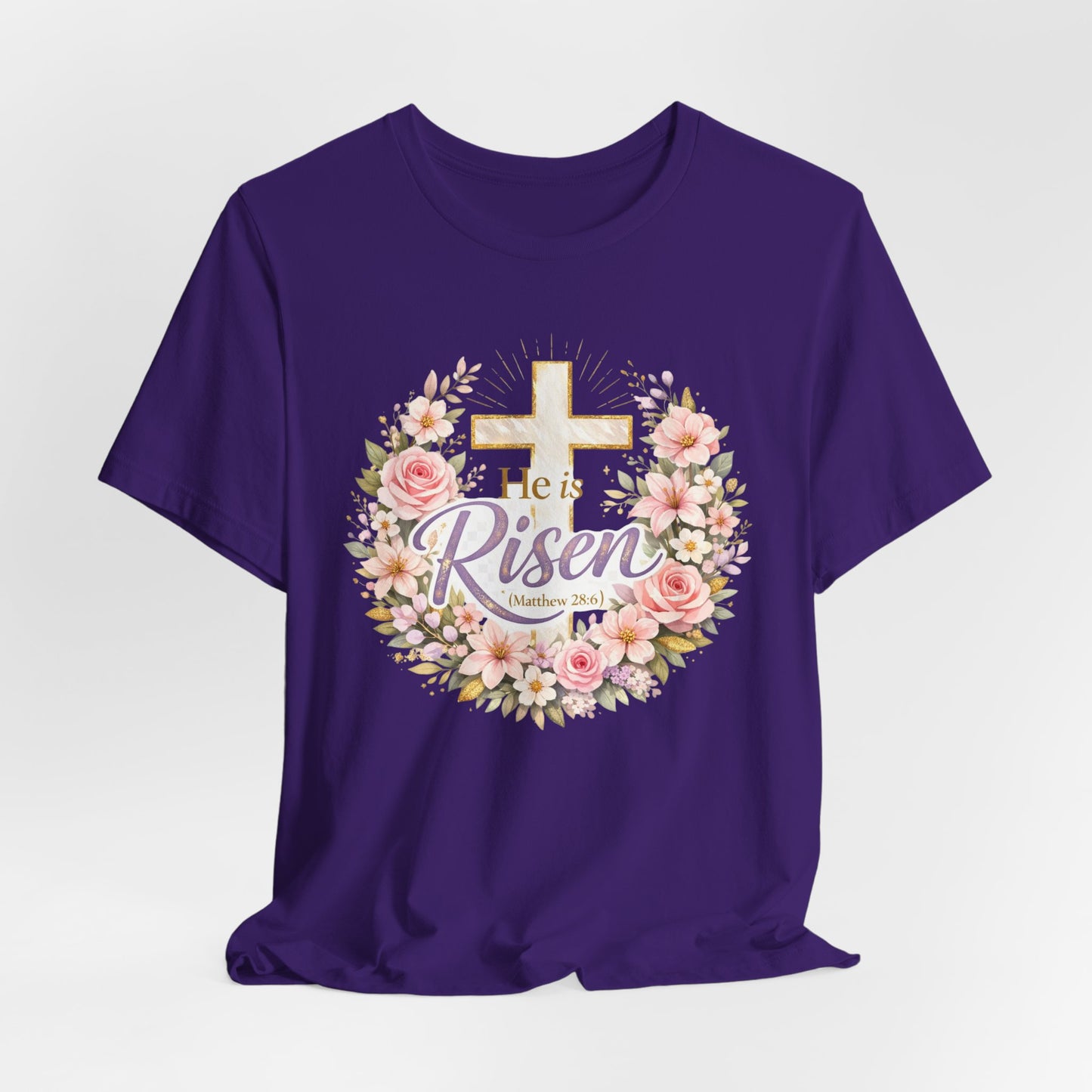 He Is Risen Floral Cross T-Shirt