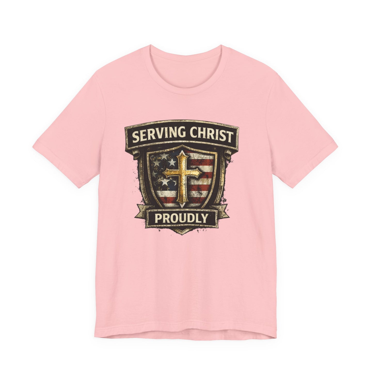 Serving Christ Proudly T-Shirt — Christian Faith Patriotic Tee