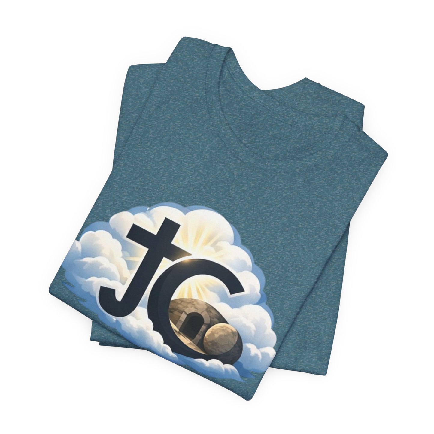 Jesus Christ (JC) Cross Tee — Crucified, Risen & Coming Again