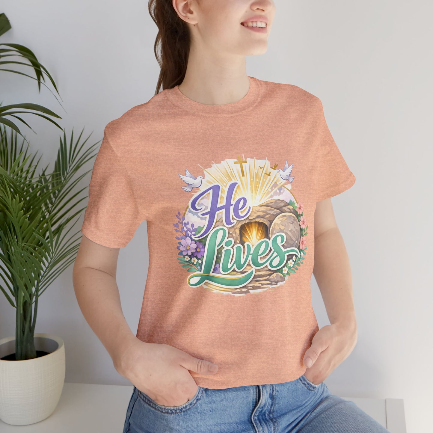 He Lives Jesus Tomb Tee — Christian Easter T‑Shirt