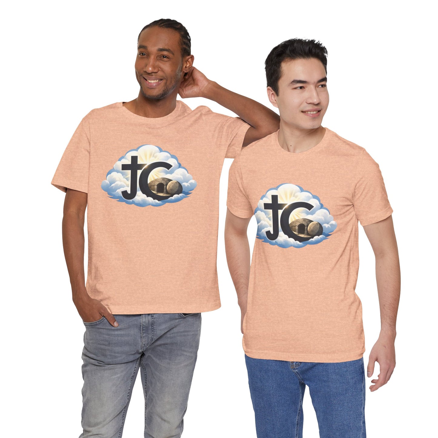 Jesus Christ (JC) Cross Tee — Crucified, Risen & Coming Again