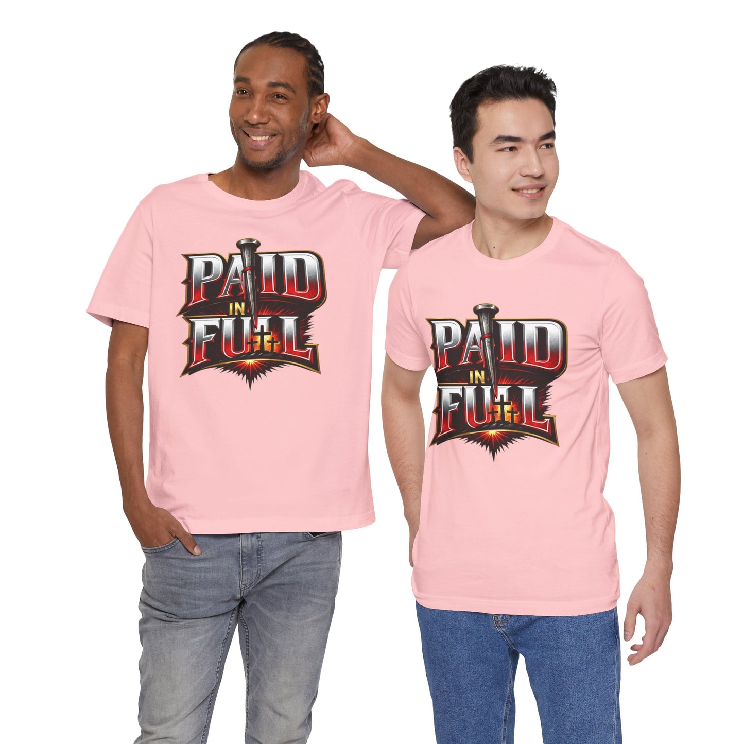 Paid In Full Christian Cross T-Shirt — Nail & Triple Cross Graphic
