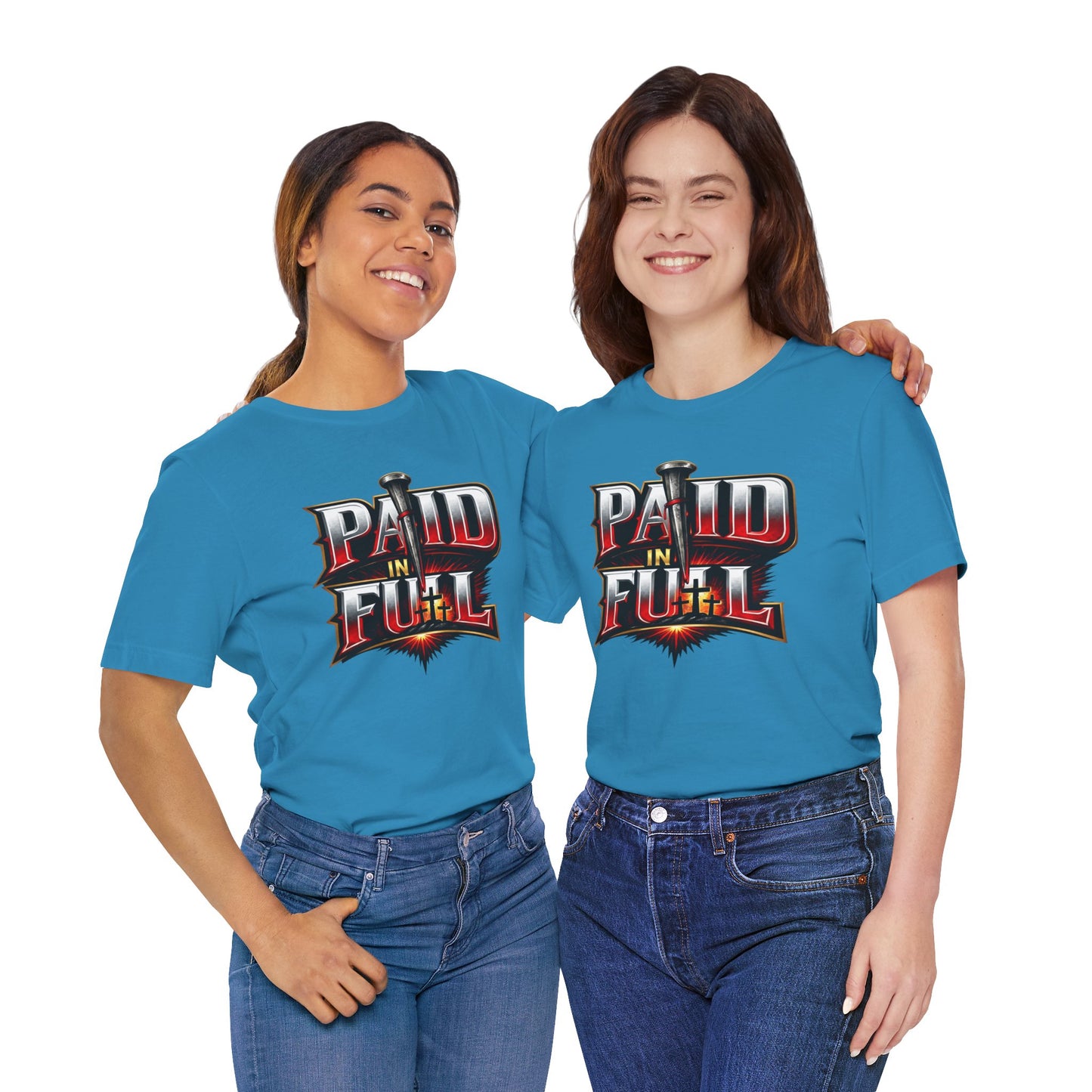 Paid In Full Christian Cross T-Shirt — Nail & Triple Cross Graphic