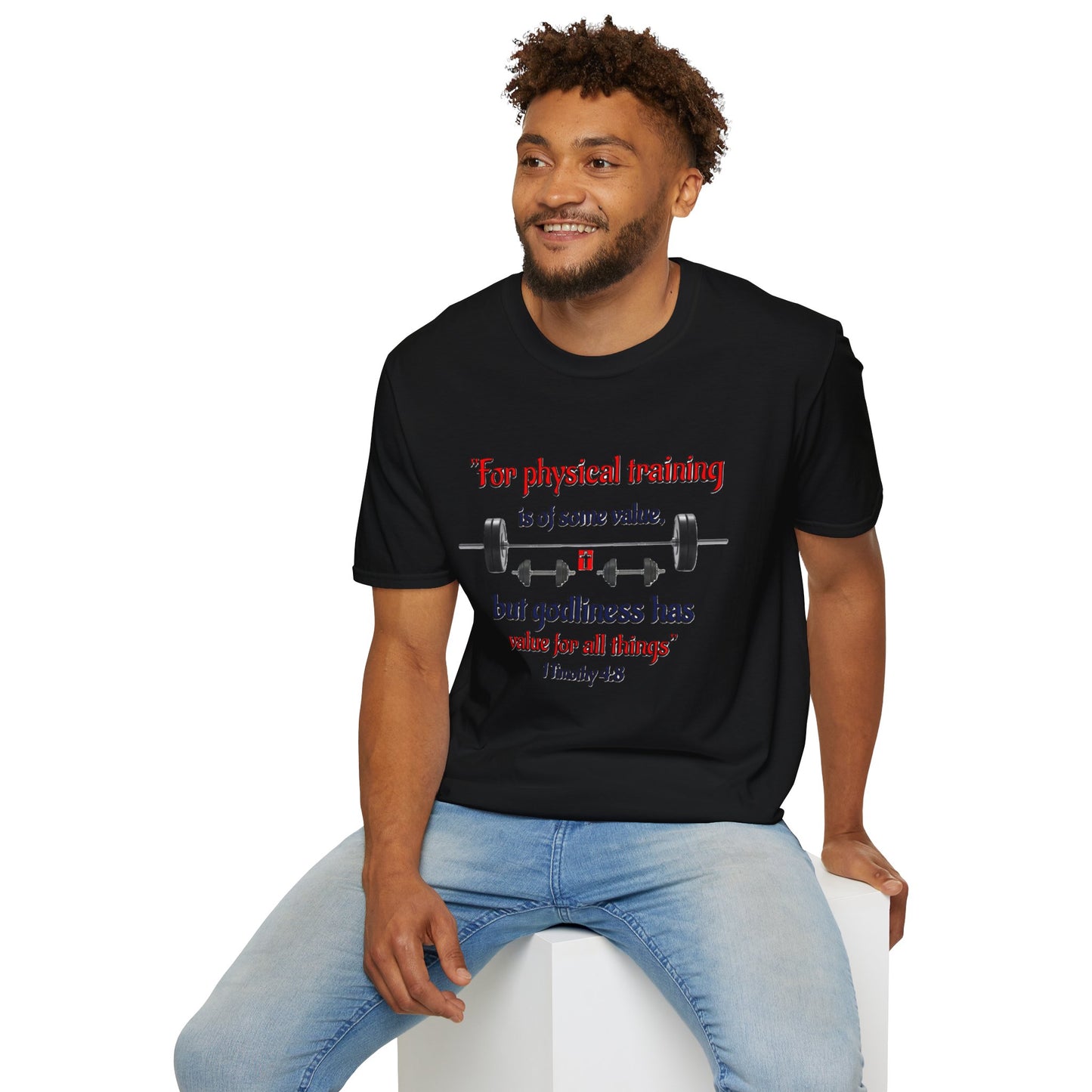 Christian Verse Softstyle T-Shirt - 1 Timothy 4:8