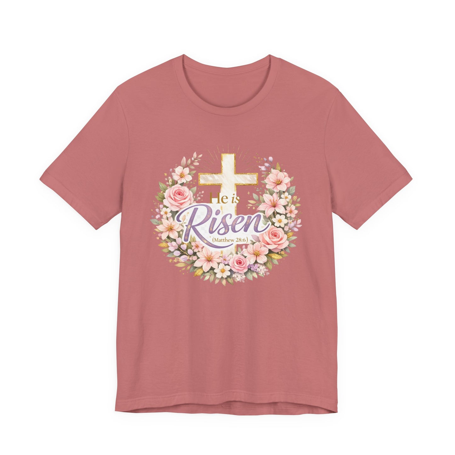 He Is Risen Floral Cross T-Shirt