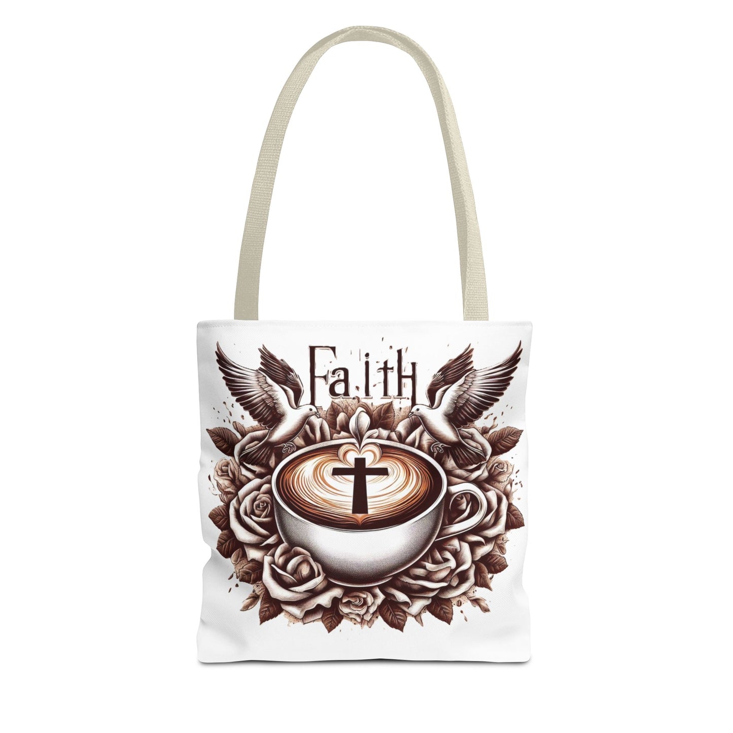 Tote Bag (AOP) "Faith and Coffee"