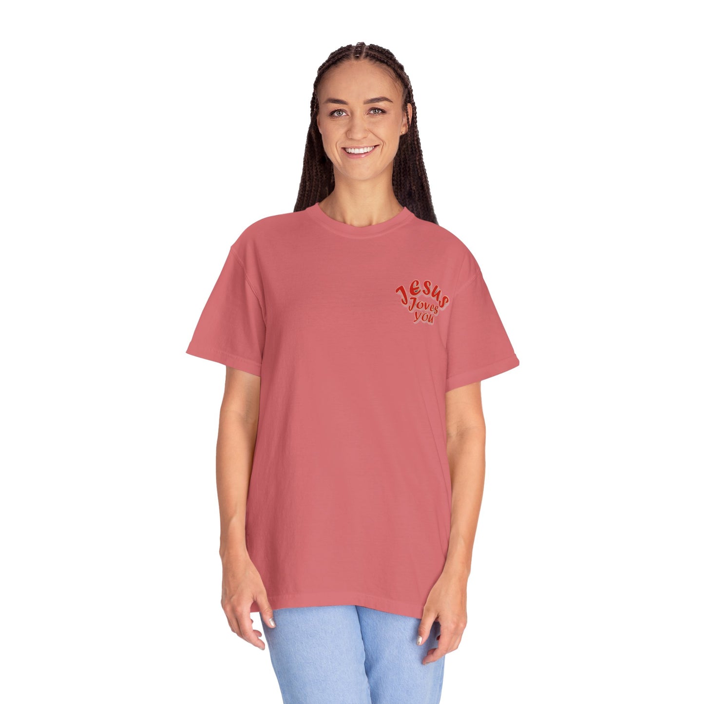 Christian Cross Heart Unisex T-shirt - Jesus Loves You Design