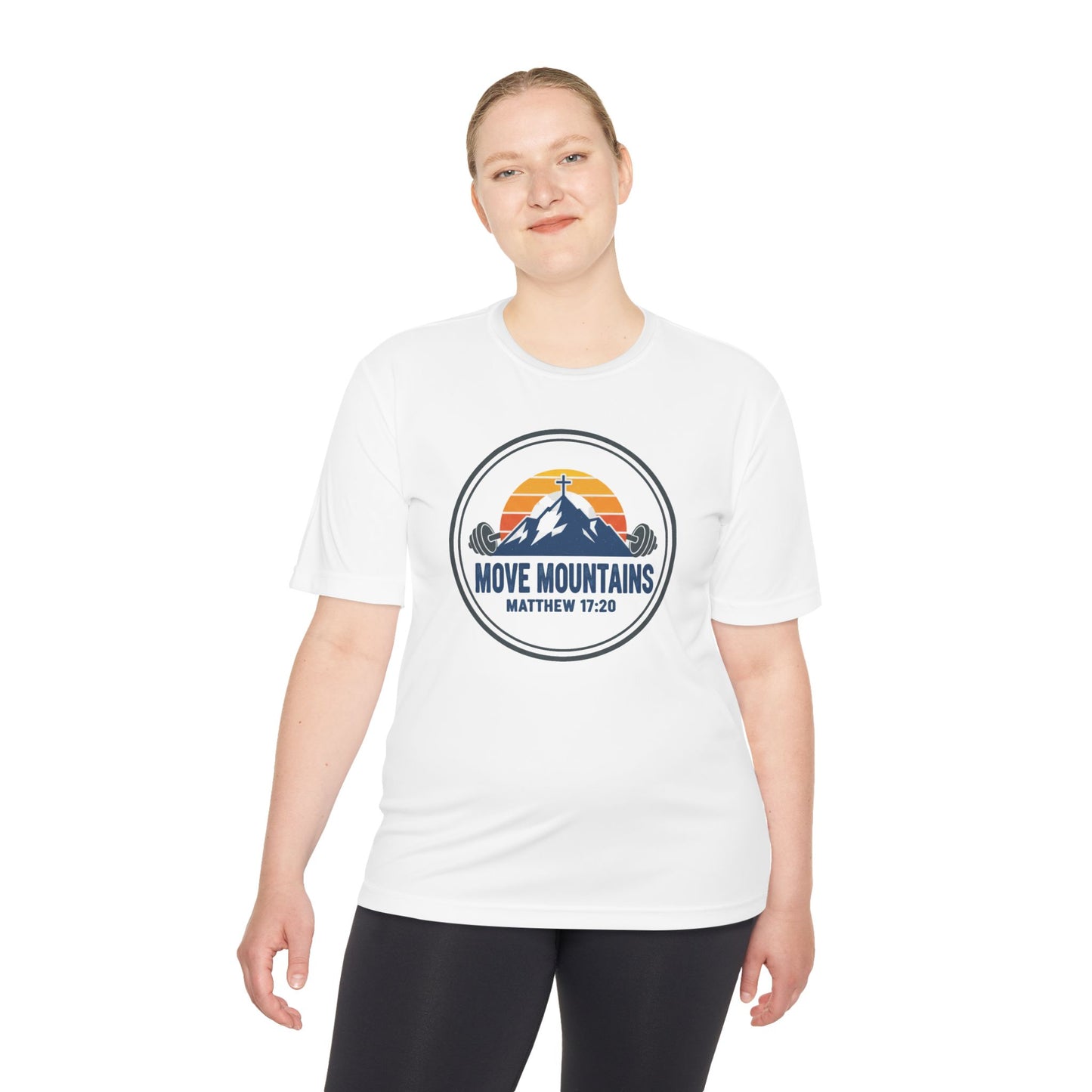 Matthew 17:20 'Move Mountains' Workout Tee — Moisture-Wicking Athletic Shirt